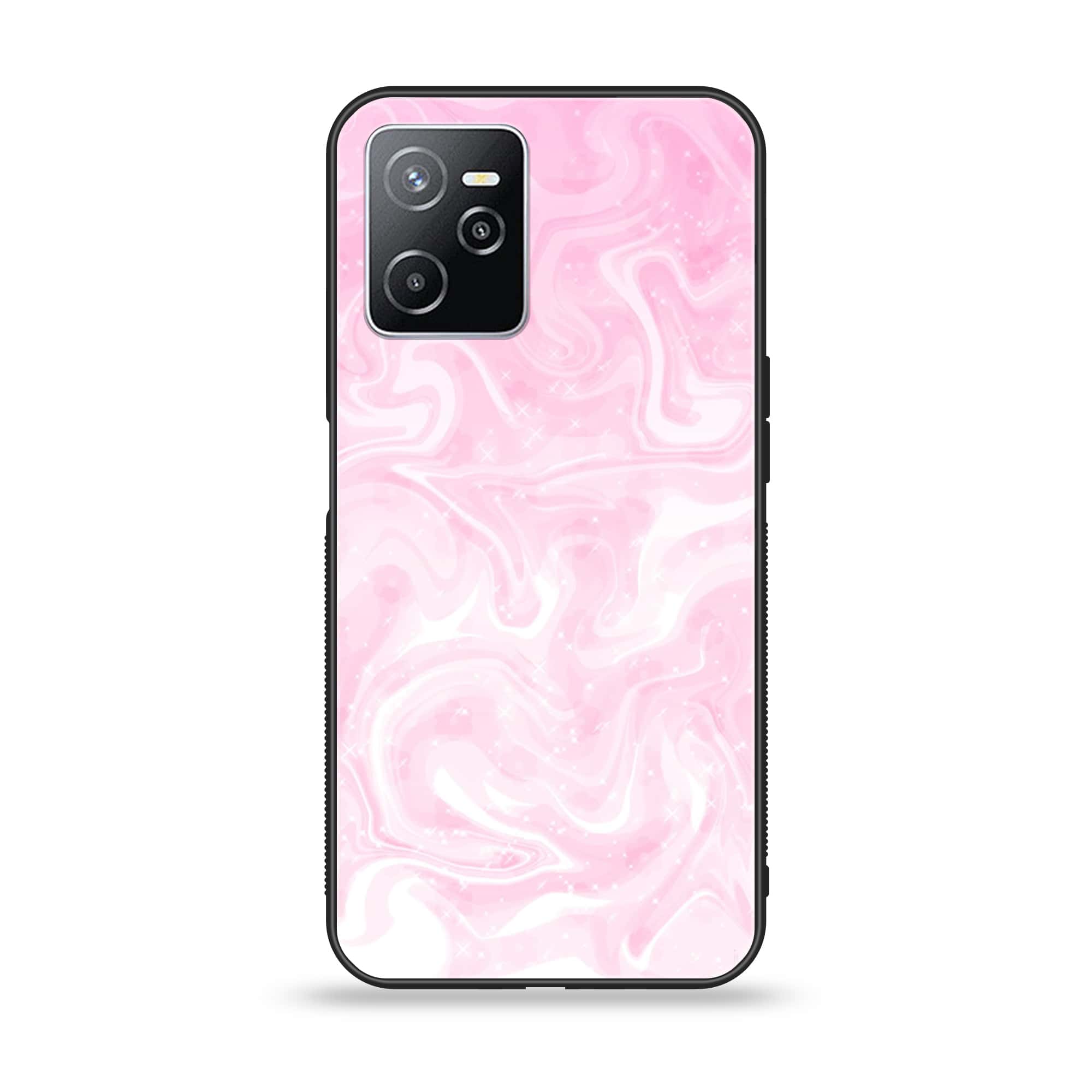 Realme Narzo 50A Prime - Pink Marble Series - Premium Printed Glass soft Bumper shock Proof Case