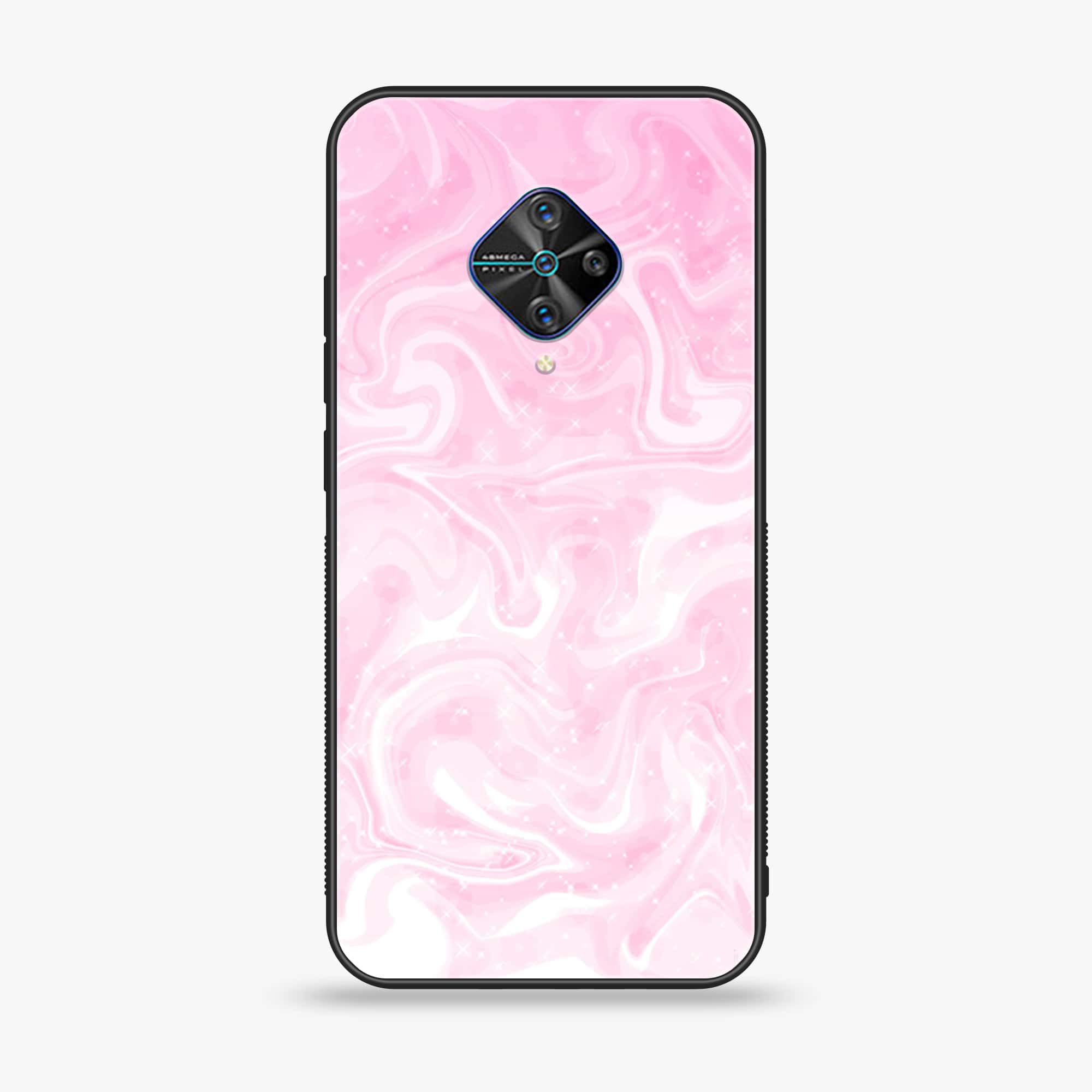 Vivo Y51 - Pink Marble Series - Premium Printed Glass soft Bumper shock Proof Case