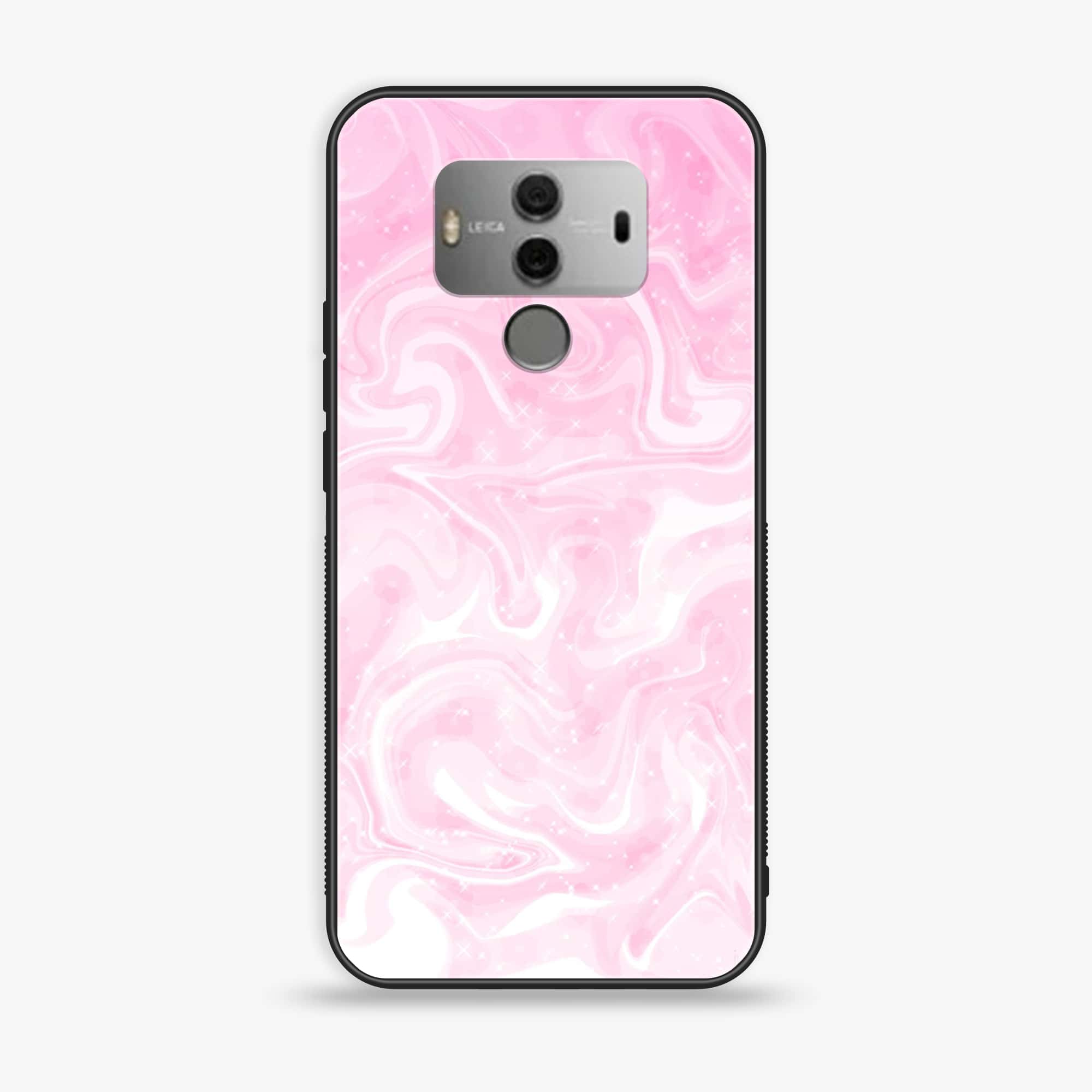 Huawei Mate 10-Pink Marble Series - Premium Printed Glass soft Bumper shock Proof Case