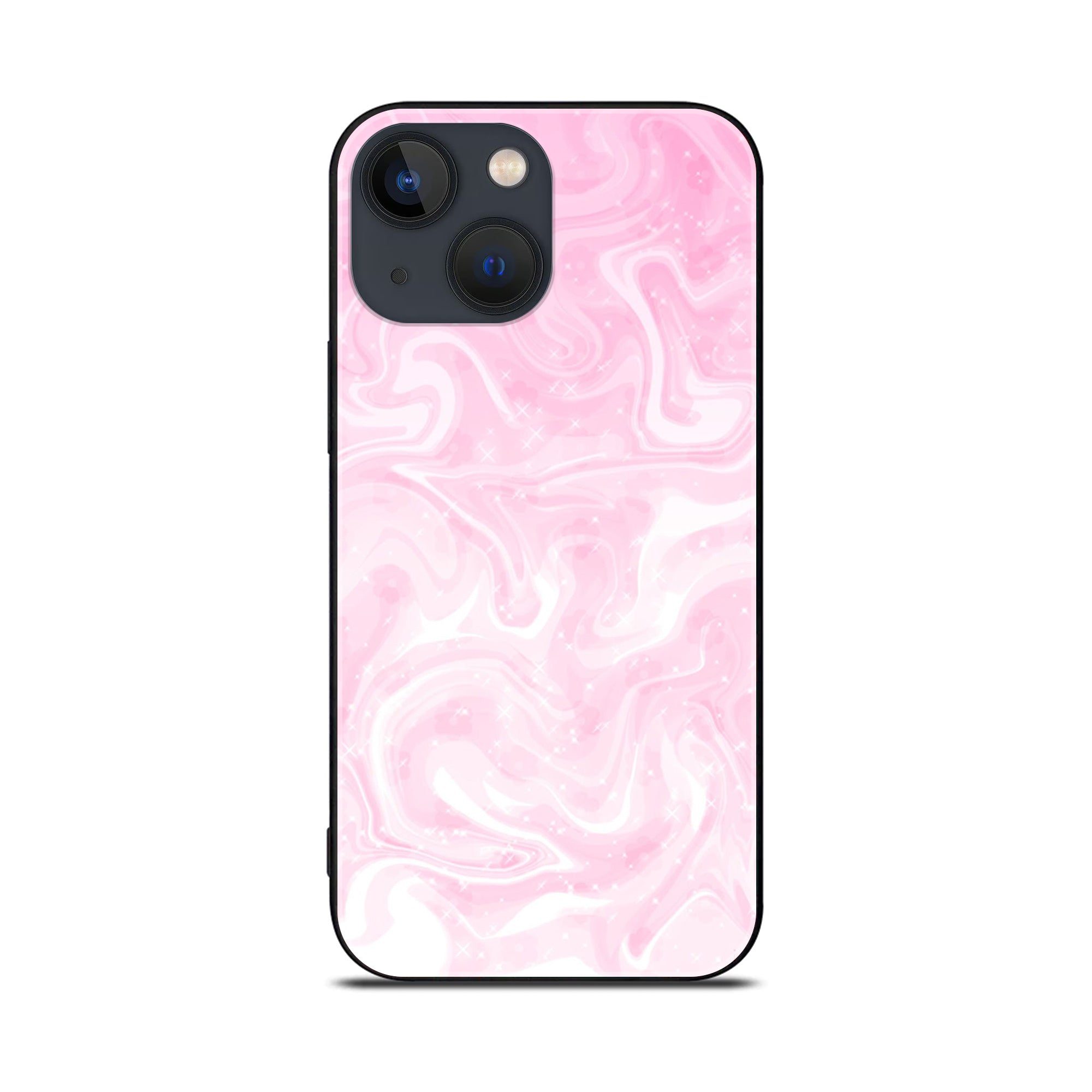 iPhone 14 - Pink Marble Series - Premium Printed Glass soft Bumper shock Proof Case