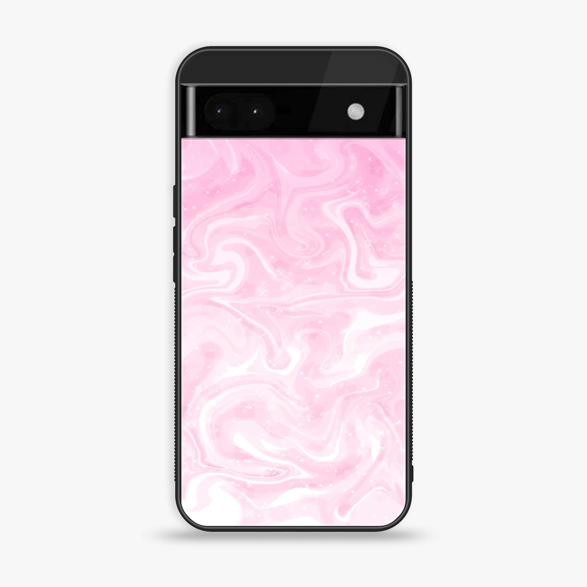 Google Pixel 6A - Pink Marble Series - Premium Metal Printed soft Bumper Shock Proof Case