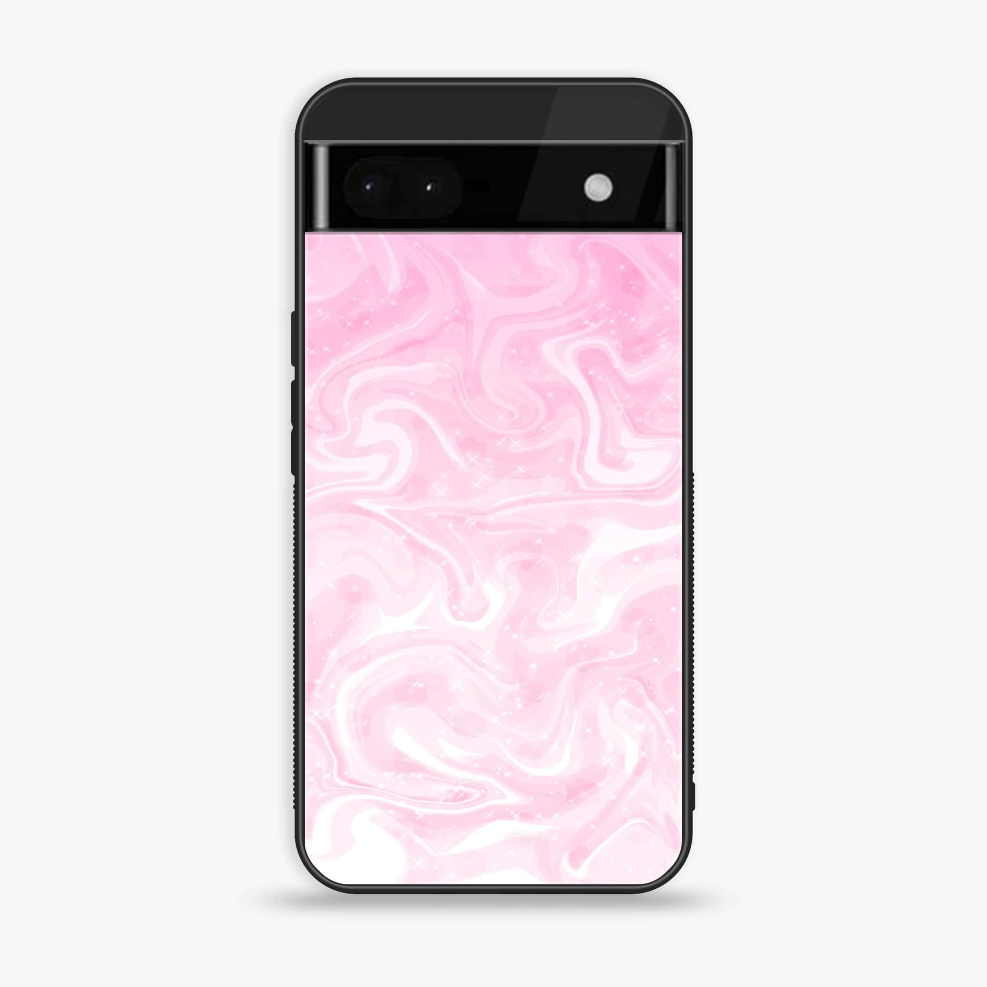 Google Pixel 6A - Pink Marble Series - Premium Printed Glass soft Bumper shock Proof Case