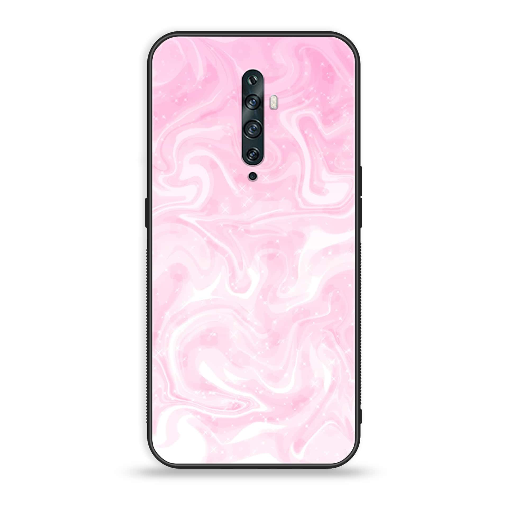 OPPO Reno 2f - Pink Marble Series - Premium Printed Glass soft Bumper shock Proof Case