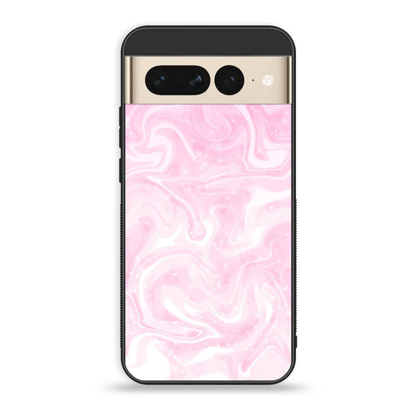 Google Pixel 7 - Pink Marble Design 9- Premium Printed Glass soft Bumper shock Proof Case CS-11326