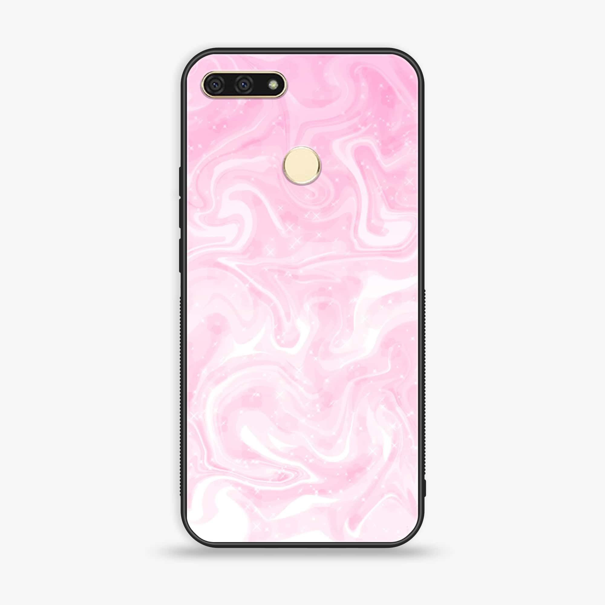 Huawei Y6 2018/Honor Play 7A - Pink Marble Series - Premium Printed Glass soft Bumper shock Proof Case