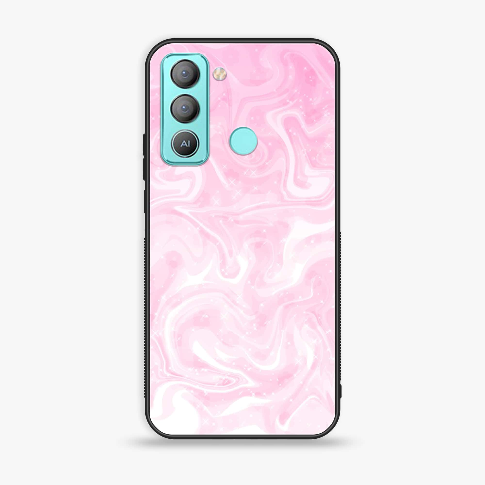 Tecno POP 5 LTE Pink Marble Series Premium Printed Glass soft Bumper shock Proof Case