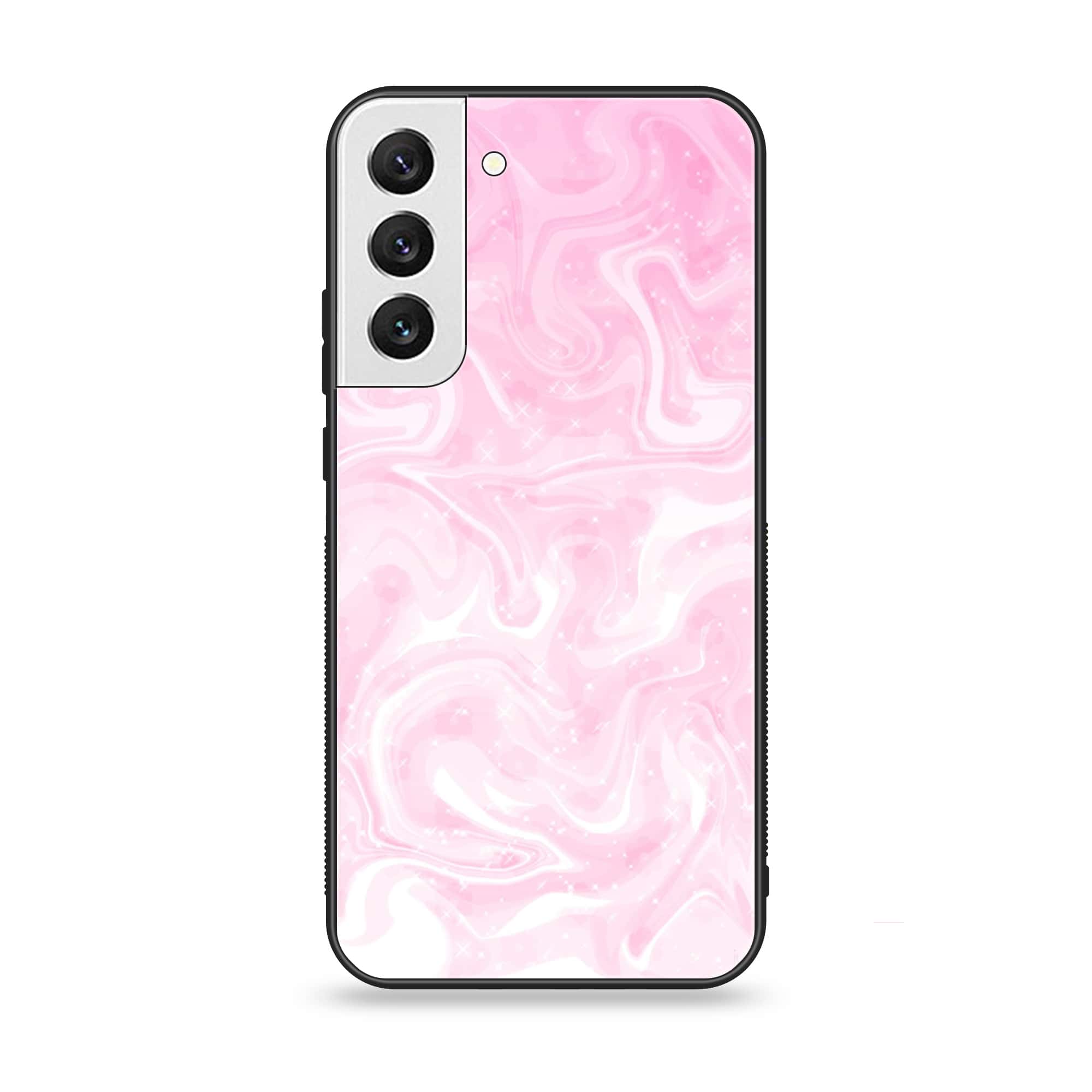 Samsung Galaxy S22 - Pink  Marble Series - Premium Printed Glass soft Bumper shock Proof Case