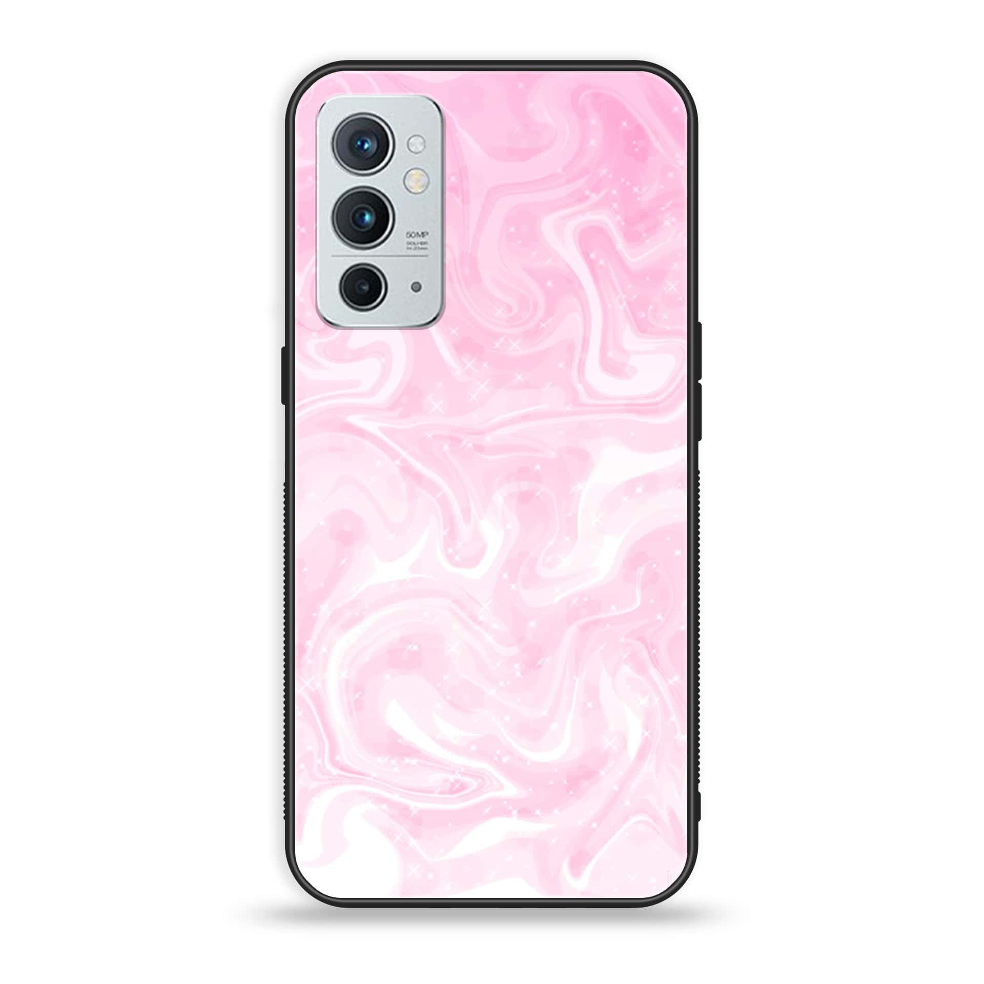 OnePlus 9RT 5G - Pink Marble Series - Premium Printed Glass soft Bumper shock Proof Case
