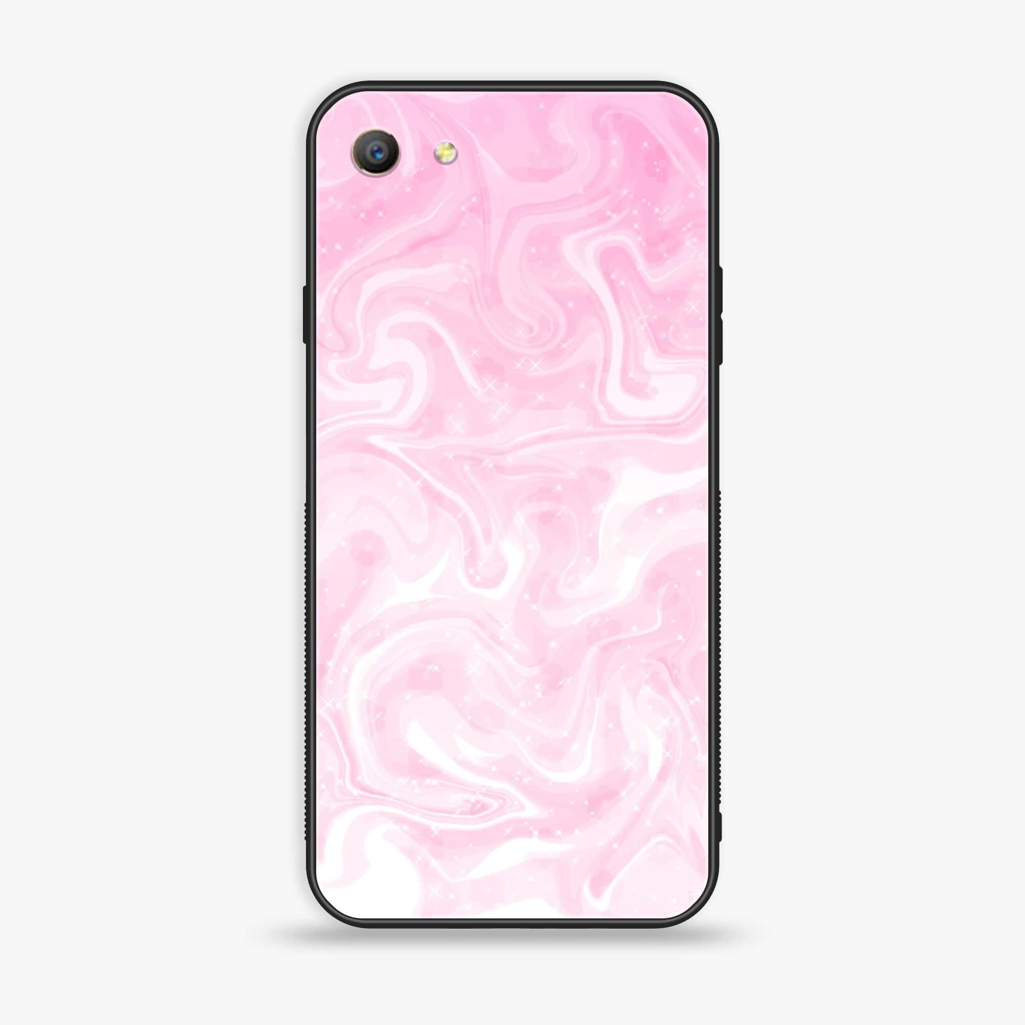 Oppo A57 Pink Marble series Premium Printed Glass soft Bumper shock Proof Case