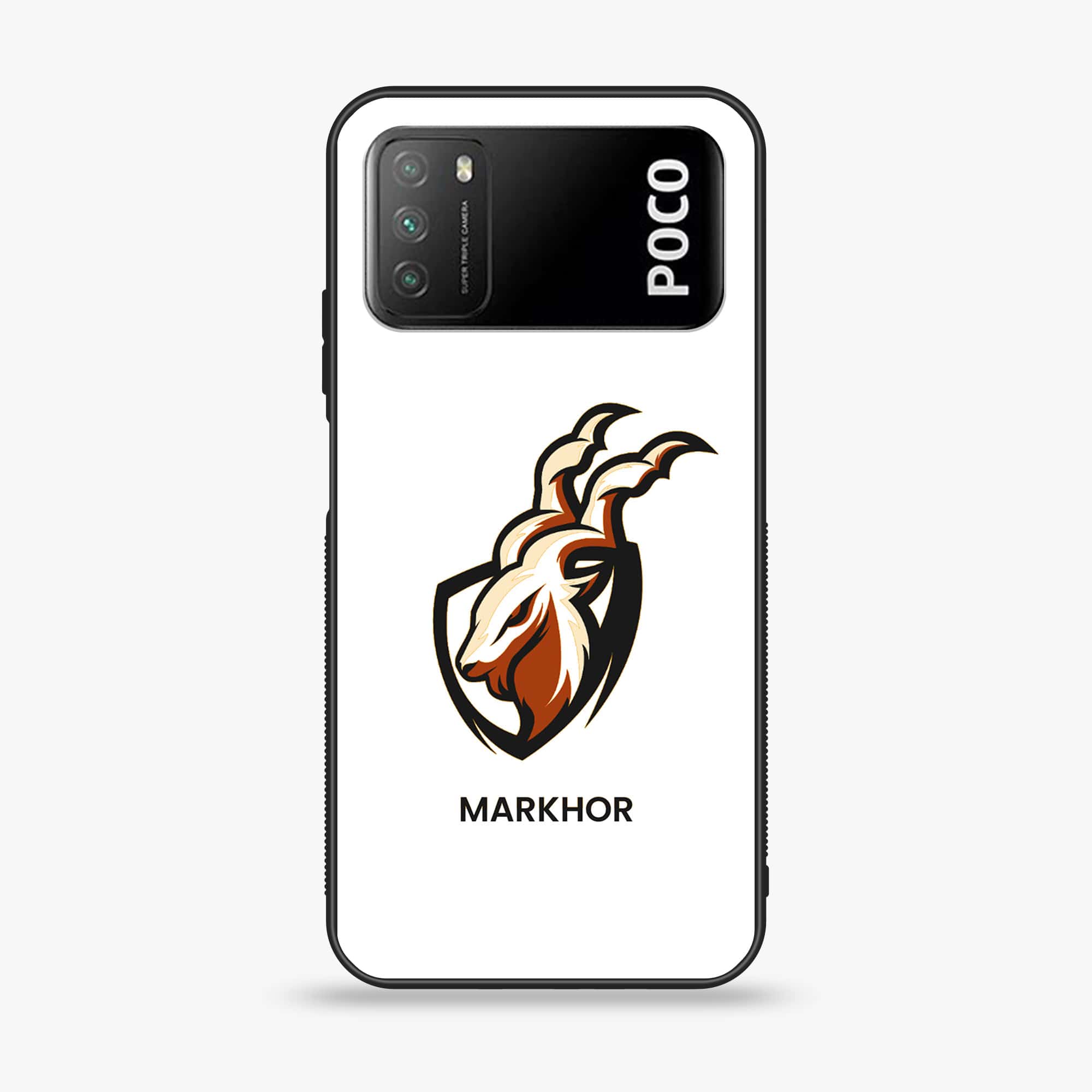 Xiaomi Poco M3 - Markhor  Series - Premium Printed Glass soft Bumper shock Proof Case