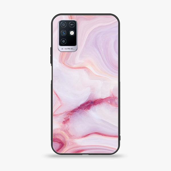 Infinix Note 10 Pink Marble series Premium Printed Glass soft Bumper shock Proof Case