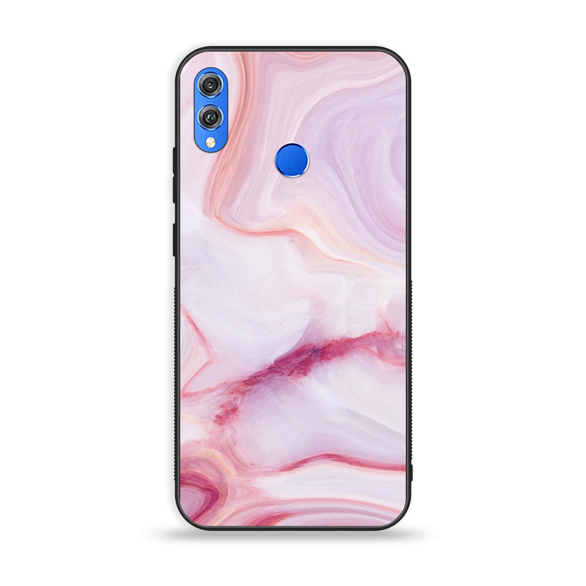 Huawei Honor 8X -  Pink Marble Series - Premium Printed Glass soft Bumper shock Proof Case