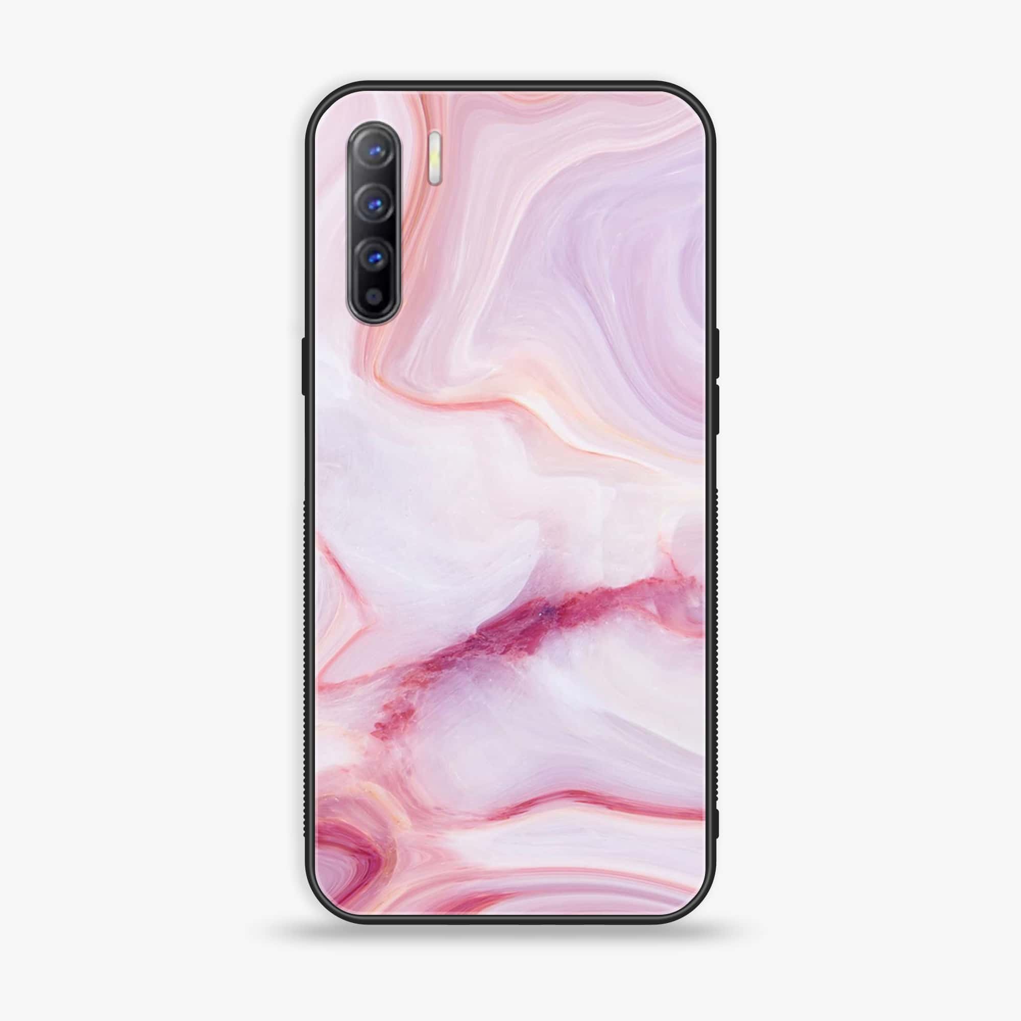 Oppo Reno 3 - Pink Marble Series - Premium Printed Glass soft Bumper shock Proof Case