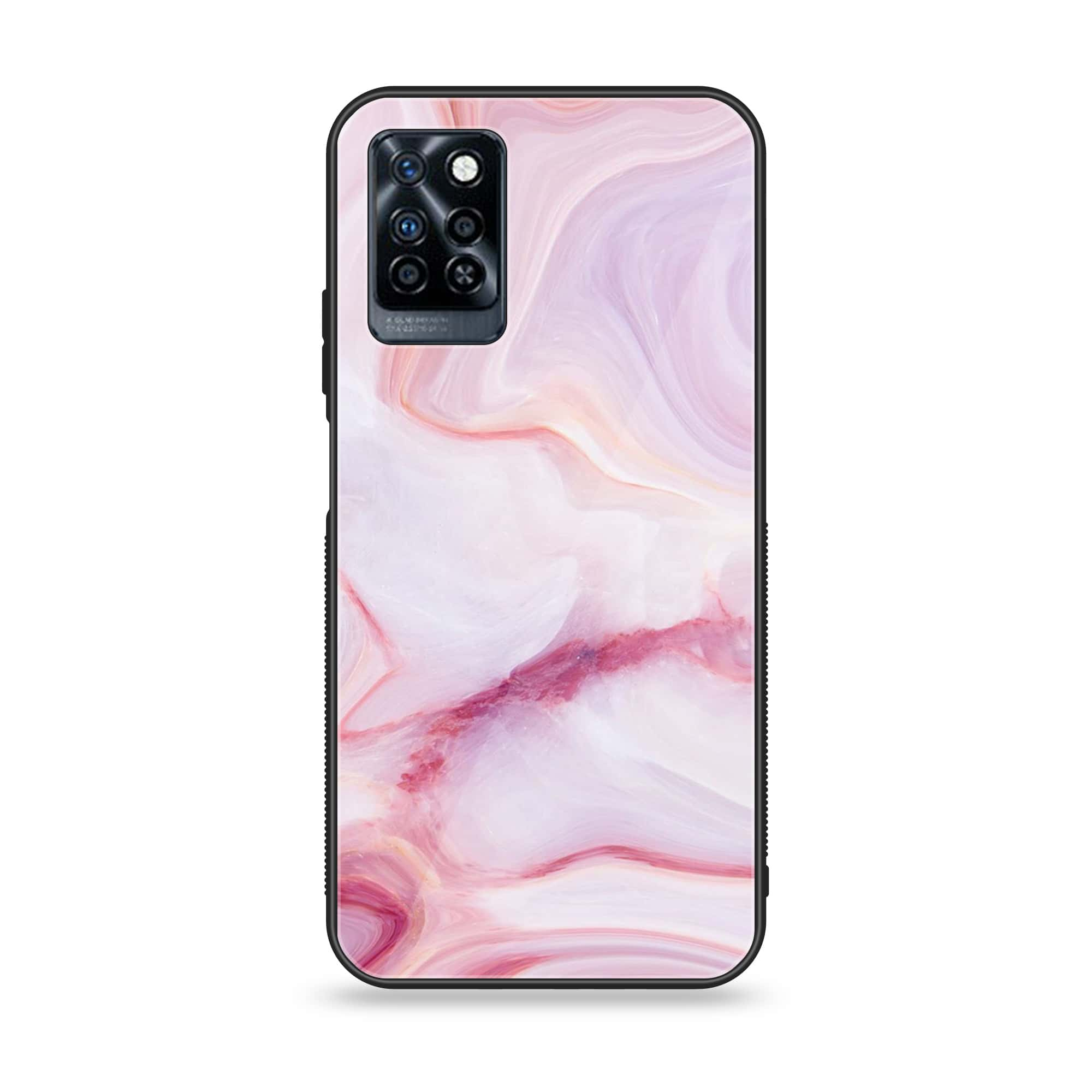 Infinix Note 10 Pro - Pink Marble Series - Premium Printed Glass soft Bumper shock Proof Case