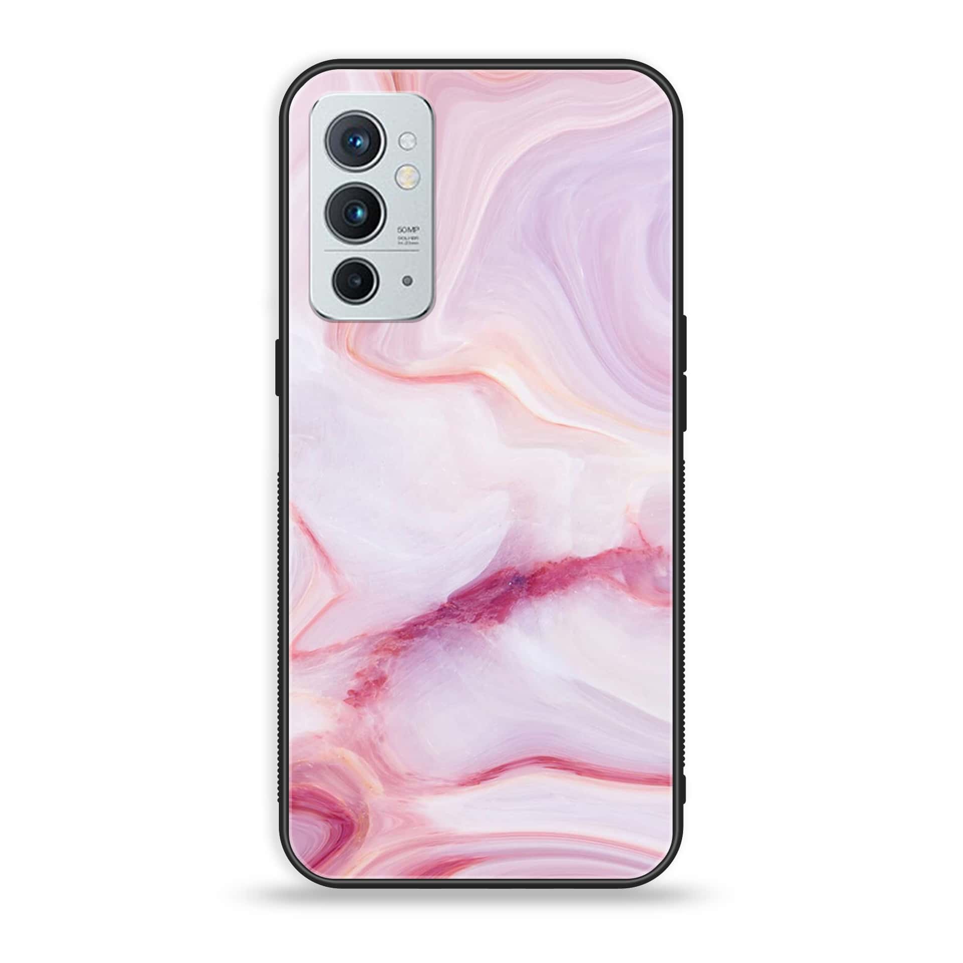 OnePlus 9RT 5G - Pink Marble Series - Premium Printed Glass soft Bumper shock Proof Case