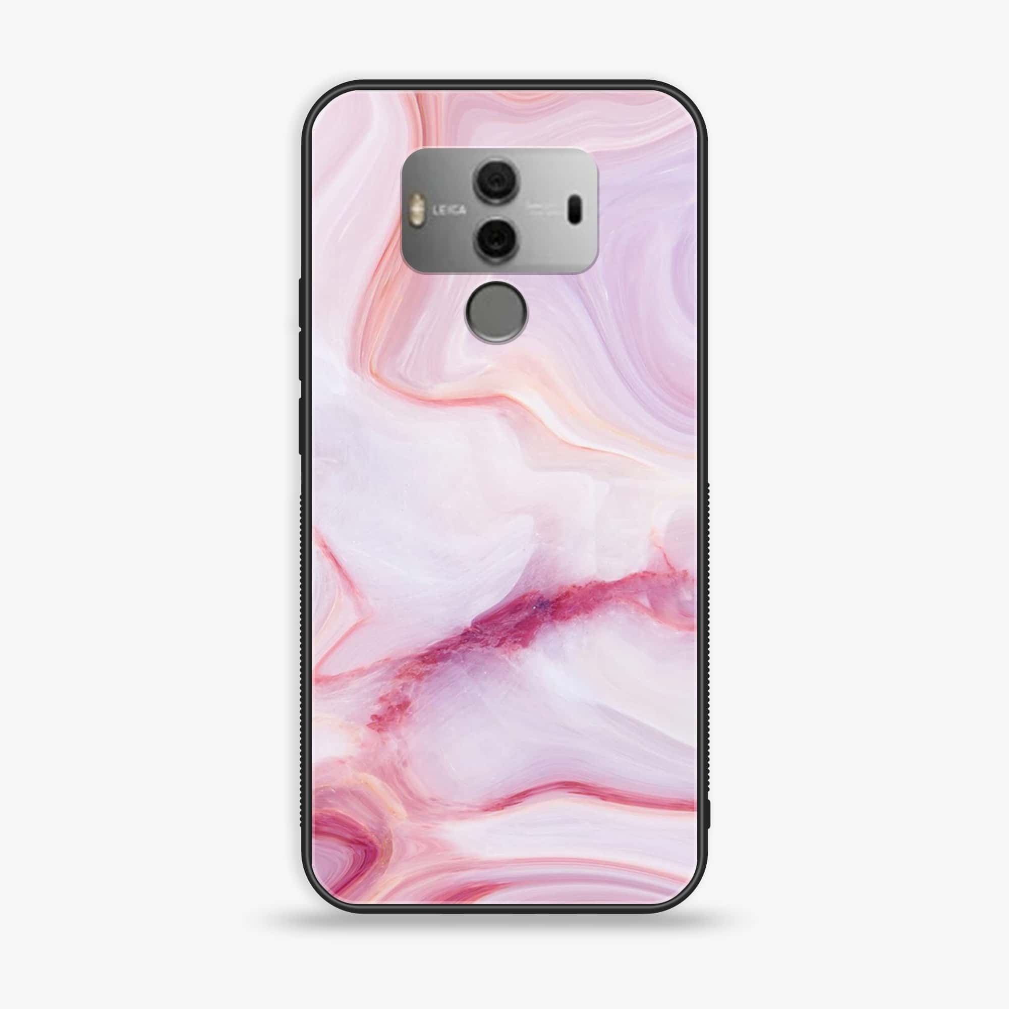 Huawei Mate 10-Pink Marble Series - Premium Printed Glass soft Bumper shock Proof Case