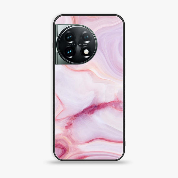 OnePlus 11 5G - Pink Marble Design 8 - Premium Printed Glass soft Bumper shock Proof Case  CS-35736