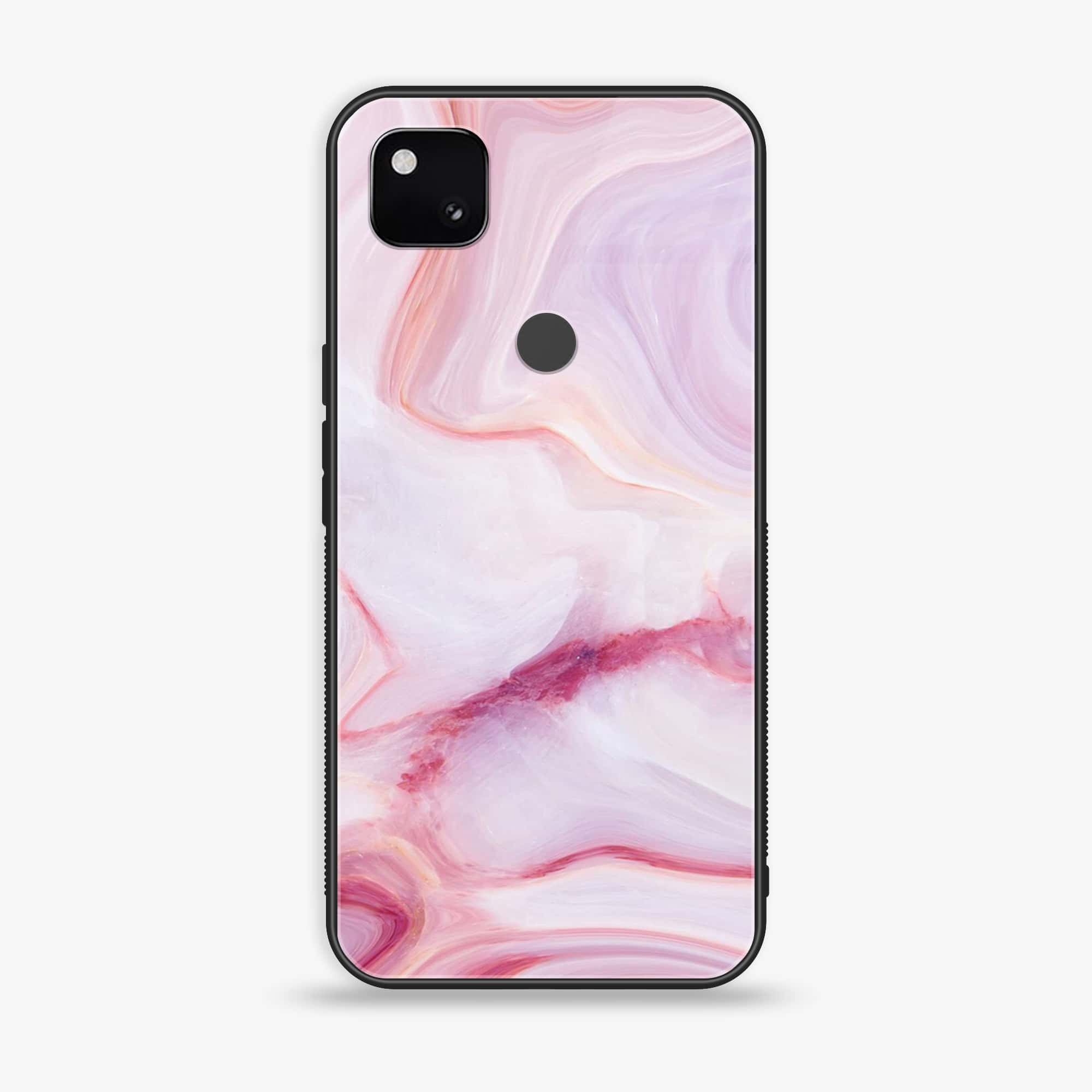 Google Pixel 4A 4G - Pink Marble Series - Premium Metal Printed soft Bumper Shock Proof Case