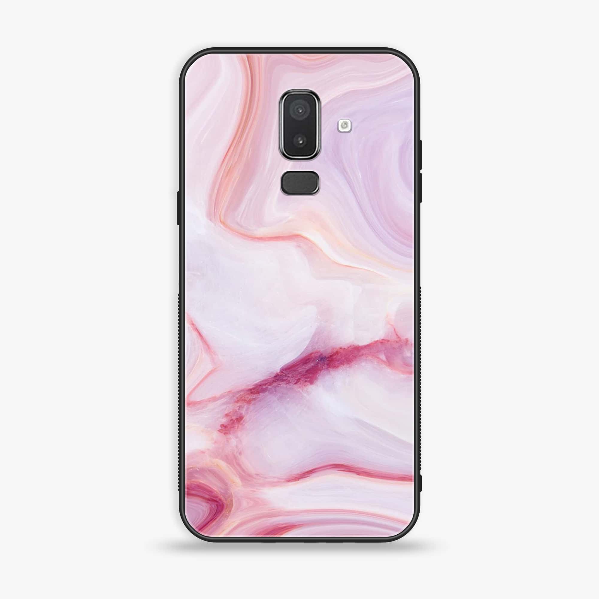 Samsung Galaxy J8 2018 - Pink Marble Series - Premium Printed Glass soft Bumper shock Proof Case