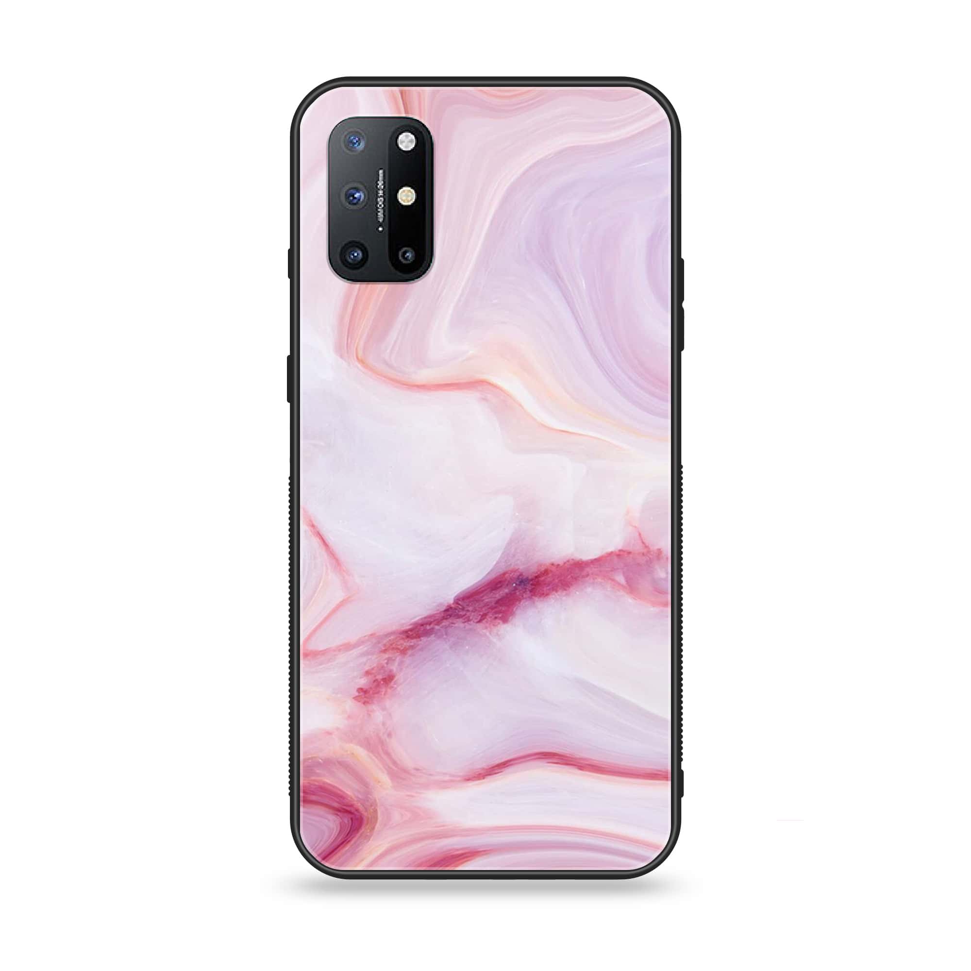 OnePlus 8T - Pink Marble Series - Premium Printed Glass soft Bumper shock Proof Case