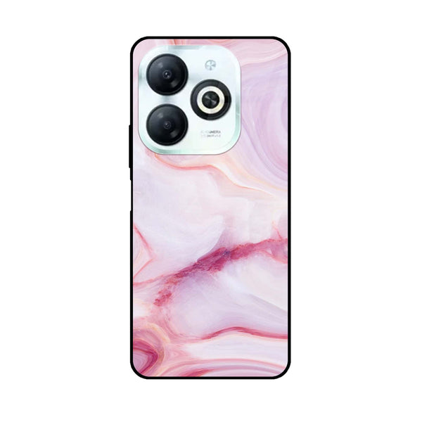 Infinix Hot 40i - Pink Marble Design 8 - Premium Printed Glass soft Bumper shock Proof Case CS-7446