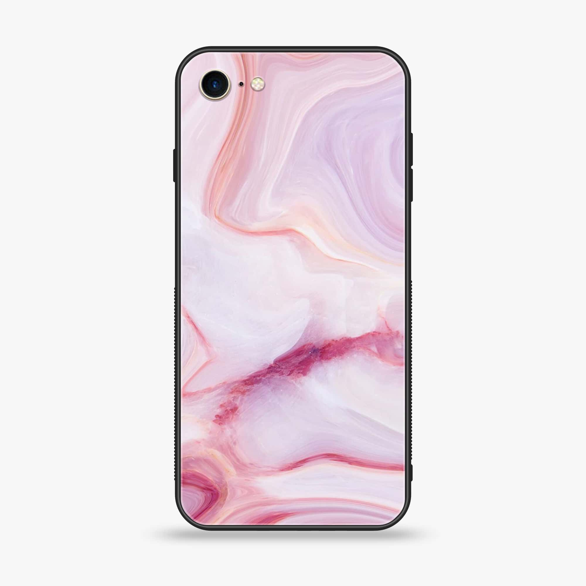 iPhone 7 / 8 - Pink Marble Series - Premium Printed Glass soft Bumper shock Proof Case