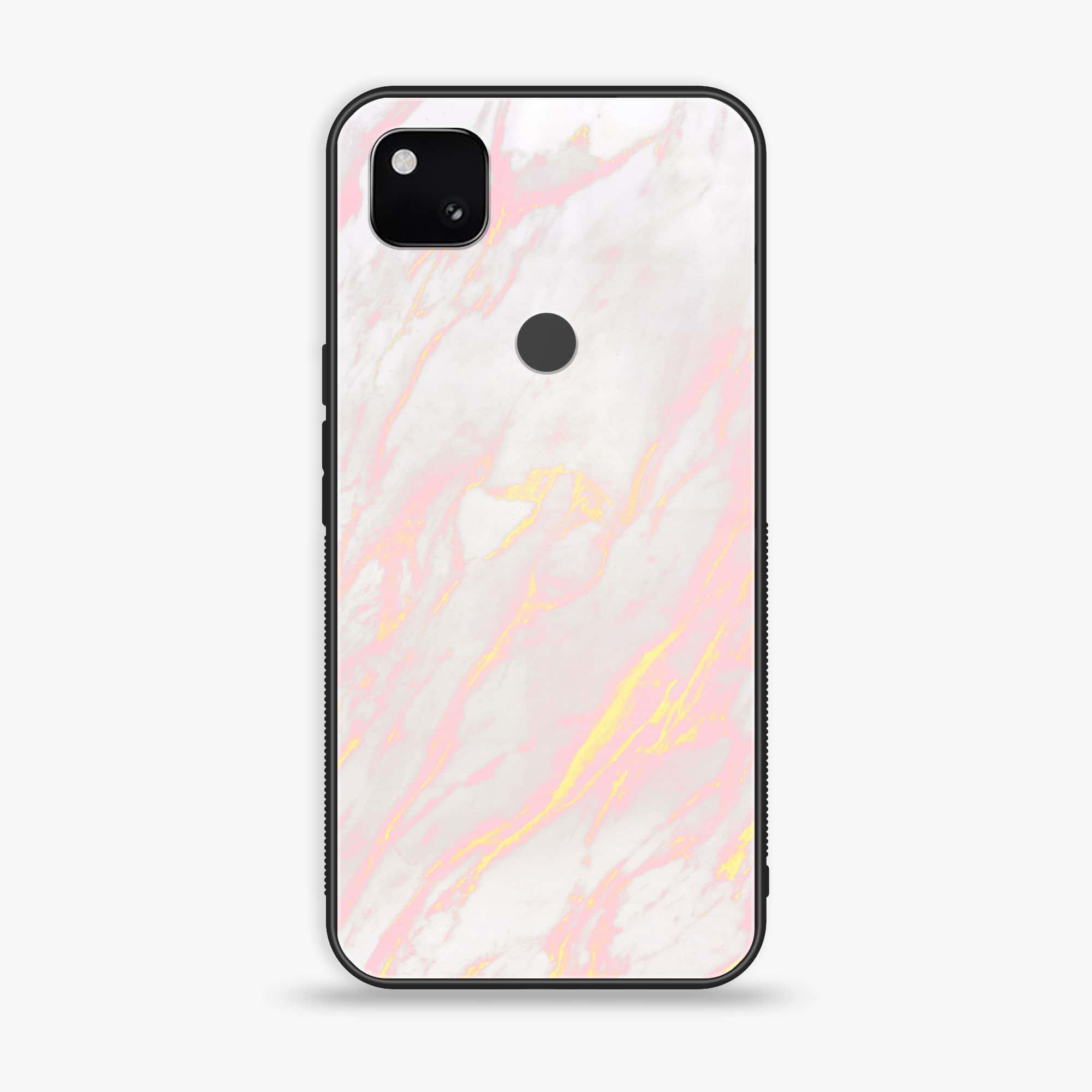 Google Pixel 4A 4G - Pink Marble Series - Premium Metal Printed soft Bumper Shock Proof Case