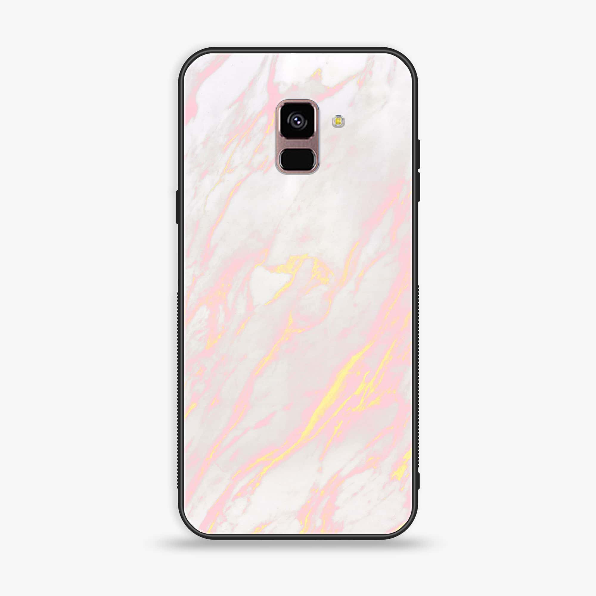 Samsung Galaxy A8+ (2018) - Pink Marble Series - Premium Printed Glass soft Bumper shock Proof Case