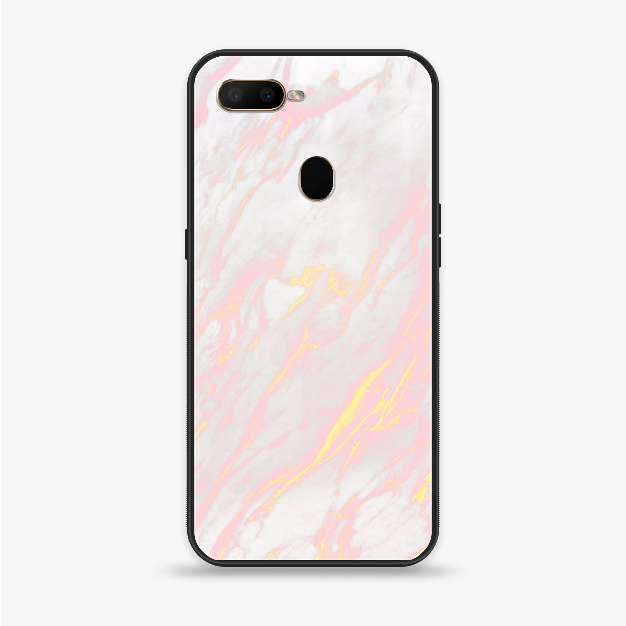 Oppo A12  - Pink Marble Series - Premium Printed soft Bumper shock Proof Case