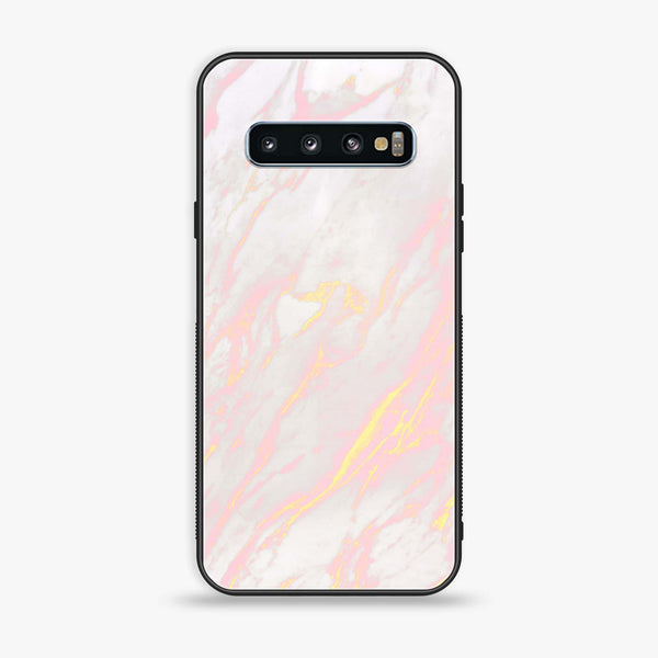 Samsung Galaxy S10 - Pink Marble Design 7- Premium Printed Glass soft Bumper shock Proof Case CS-12542