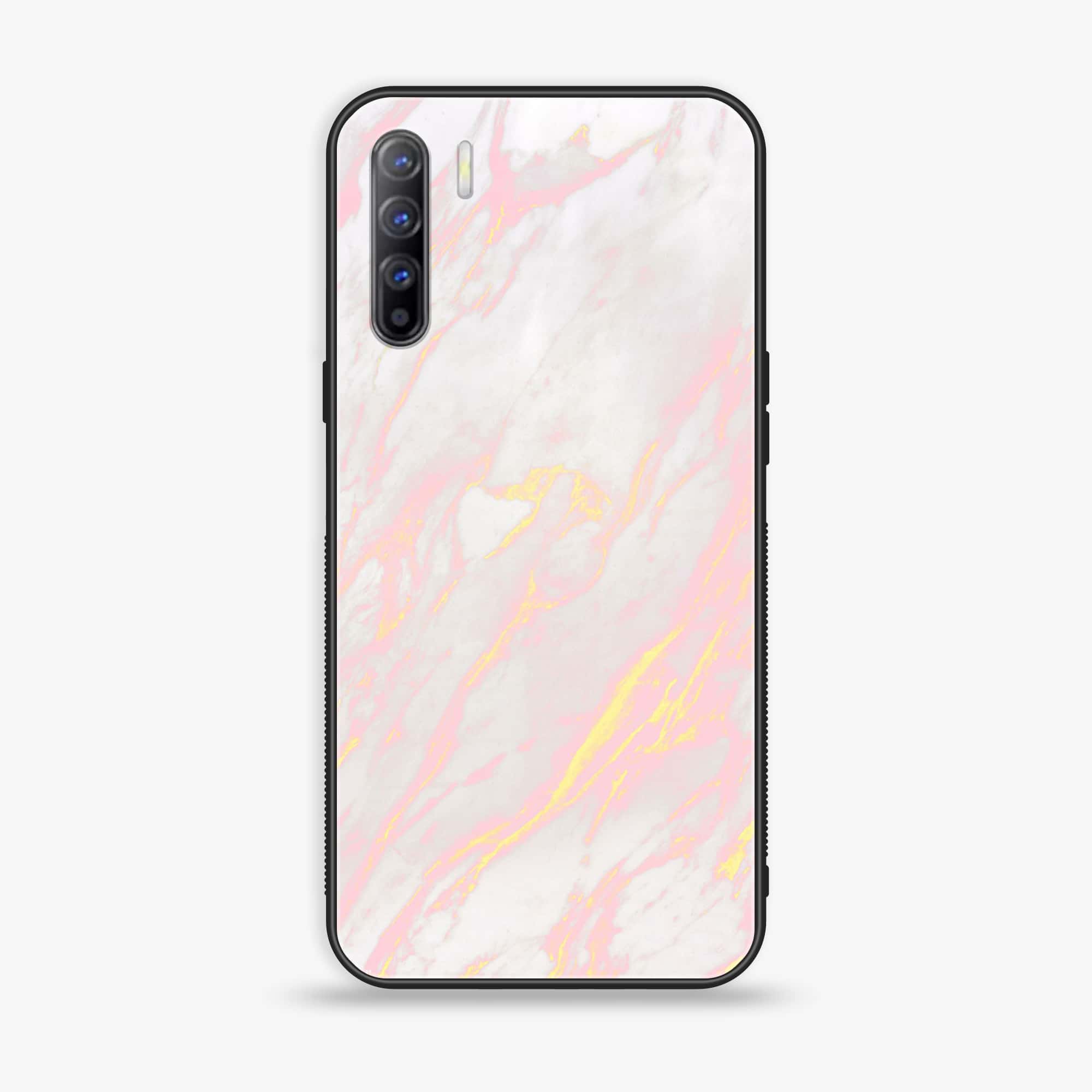 Oppo Reno 3 - Pink Marble Series - Premium Printed Glass soft Bumper shock Proof Case
