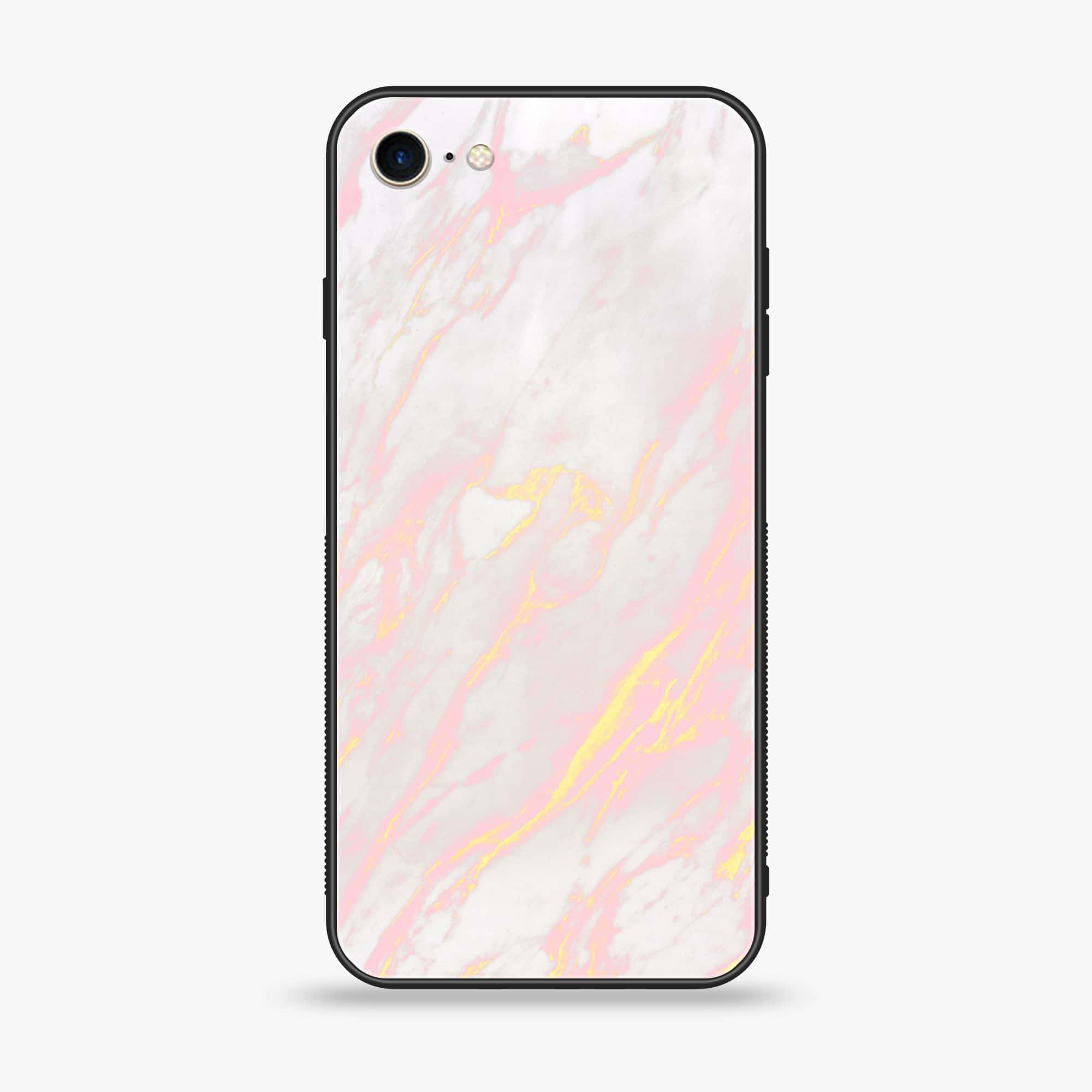 iPhone 7 / 8 - Pink Marble Series - Premium Printed Glass soft Bumper shock Proof Case