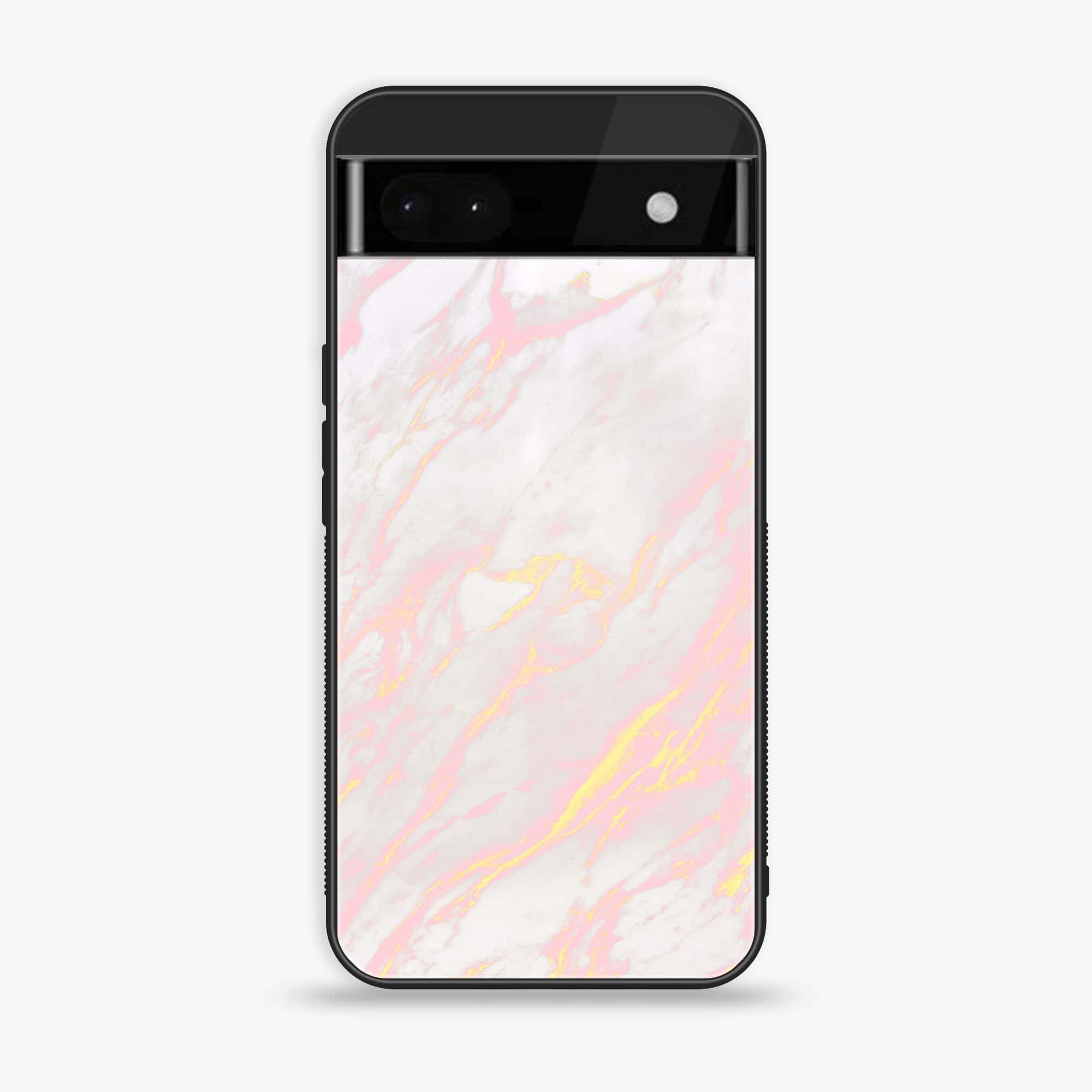 Google Pixel 6A - Pink Marble Series - Premium Printed Glass soft Bumper shock Proof Case