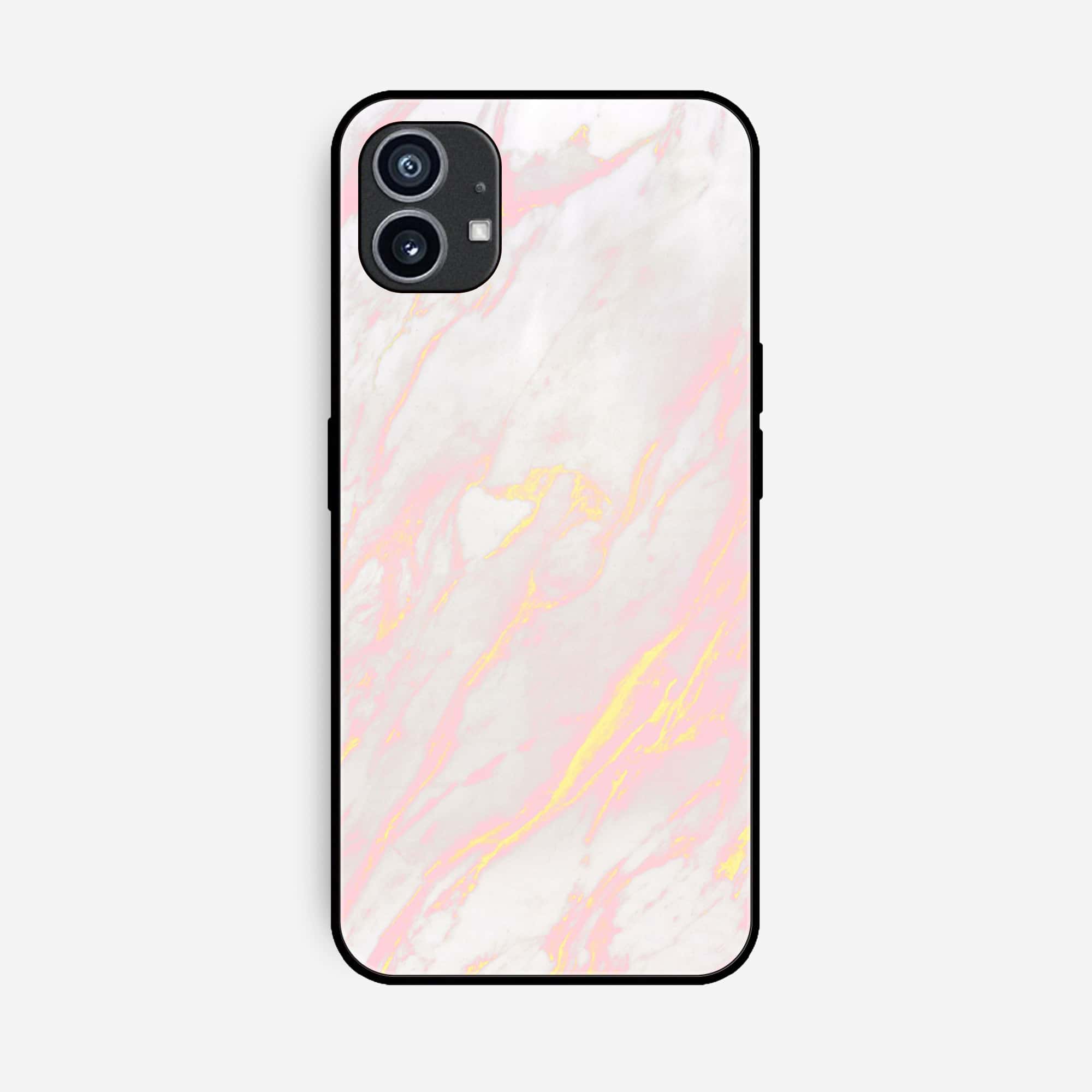 Nothing Phone (1)  Pink  Marble Series Premium Printed Glass soft Bumper shock Proof Case