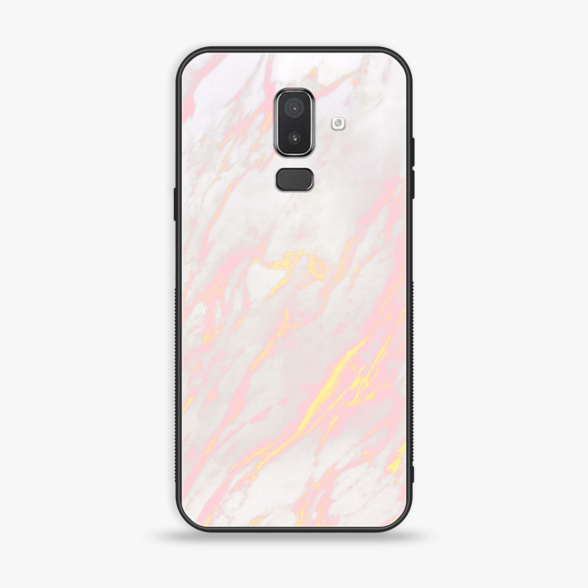 Samsung Galaxy J8 2018 - Pink Marble Series - Premium Printed Glass soft Bumper shock Proof Case