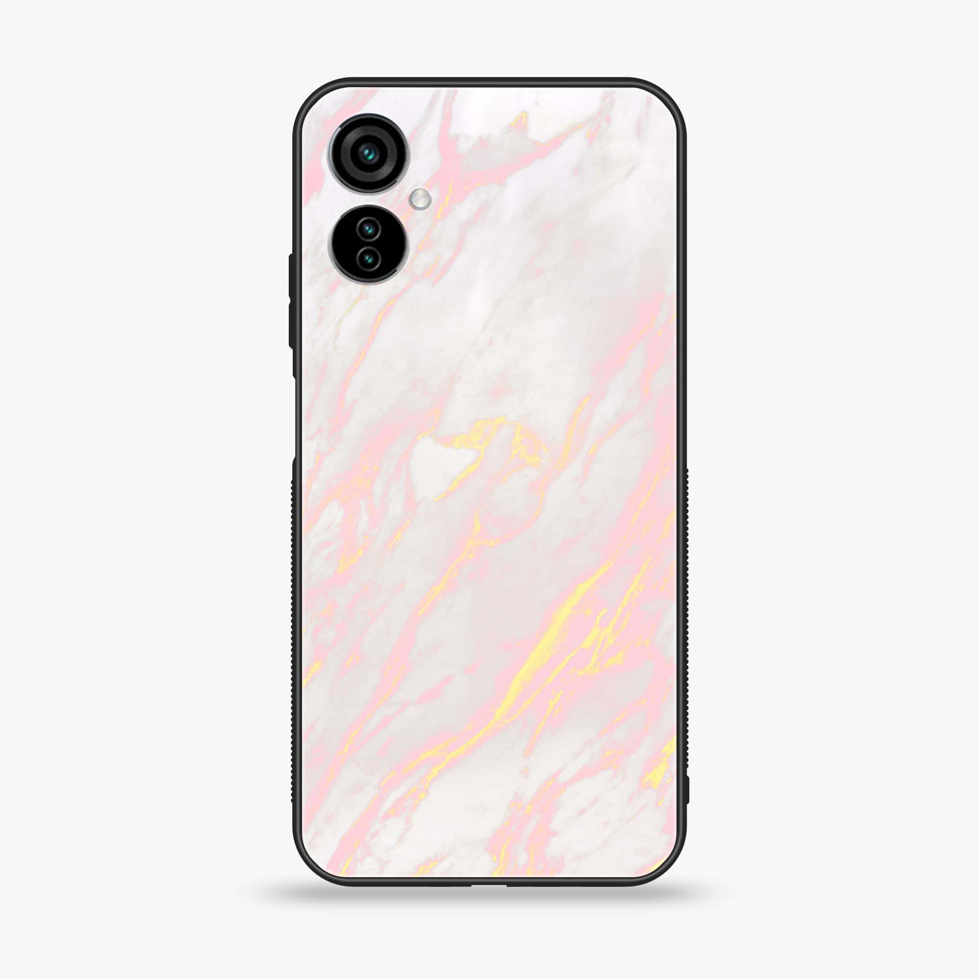 Tecno Spark 9T Pink Marble Series Premium Printed Glass soft Bumper shock Proof Case