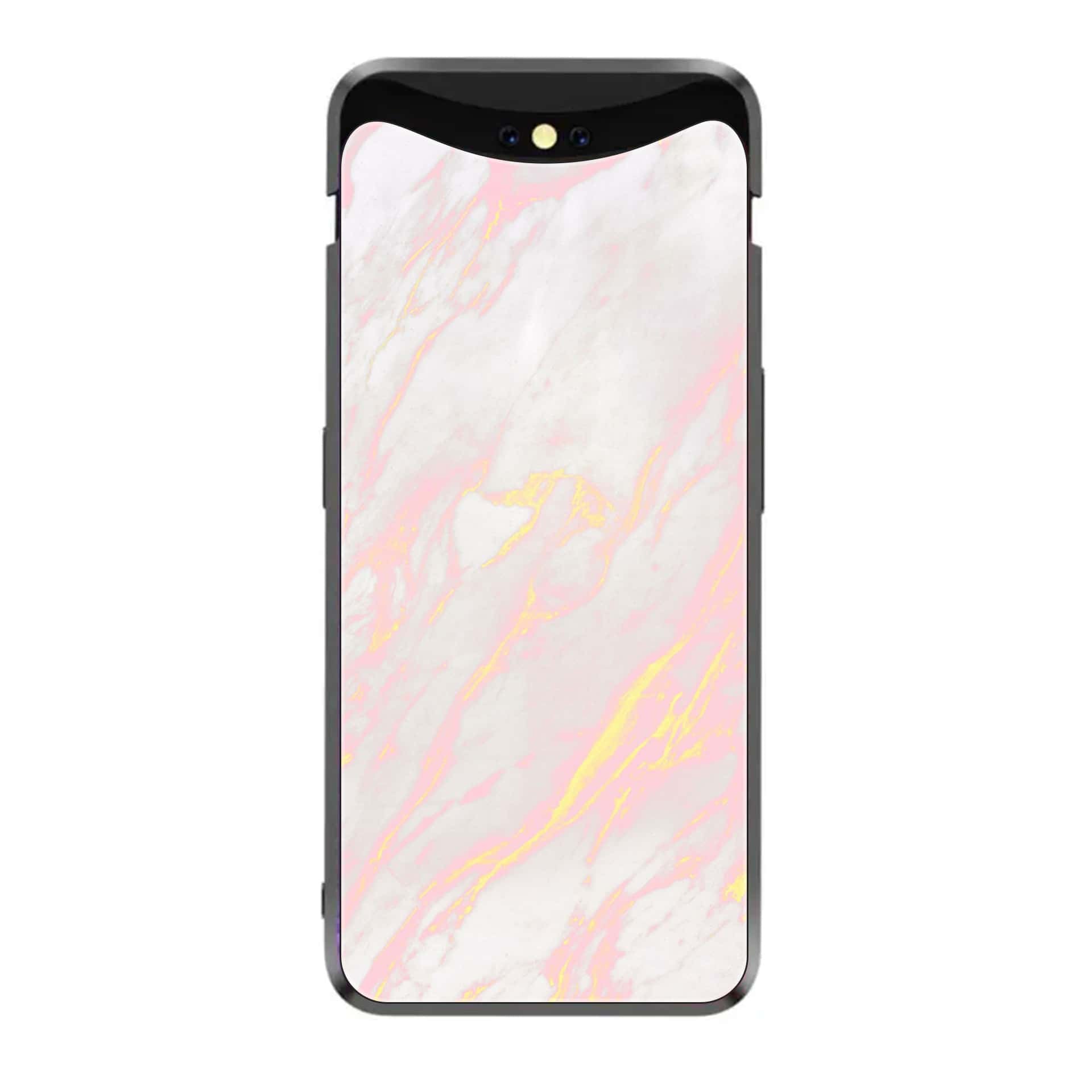 Oppo Find X - Pink Marble Series - Premium Printed Glass soft Bumper shock Proof Case