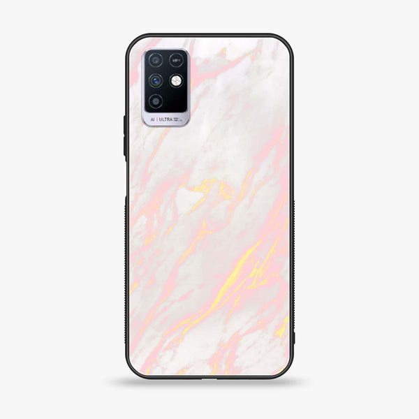 Infinix Note 10 Pink Marble Design 7 Premium Printed Glass soft Bumper shock Proof Case CS-20190