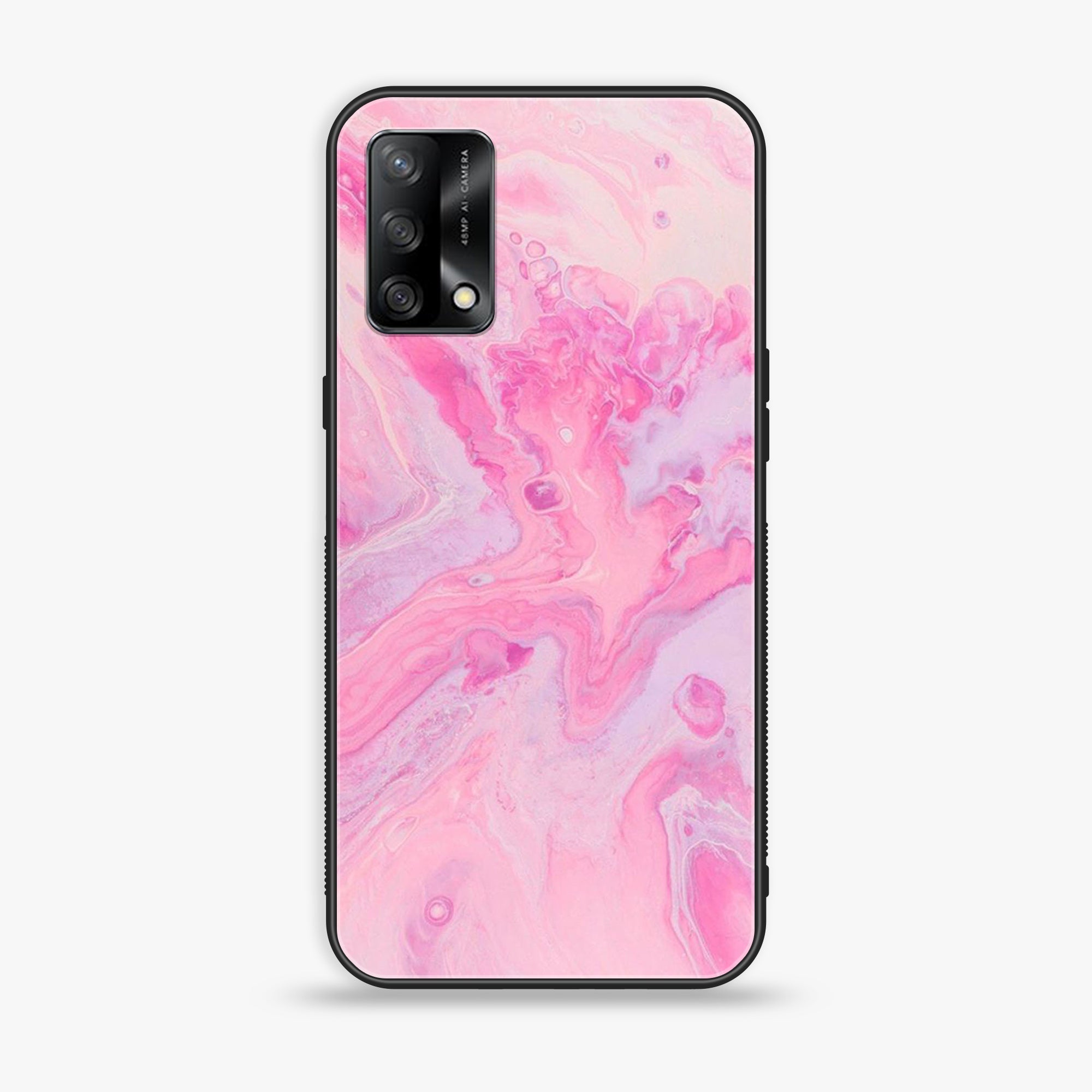 Oppo F19s - Pink Marble Series - Premium Metal Printed soft Bumper shock Proof Case