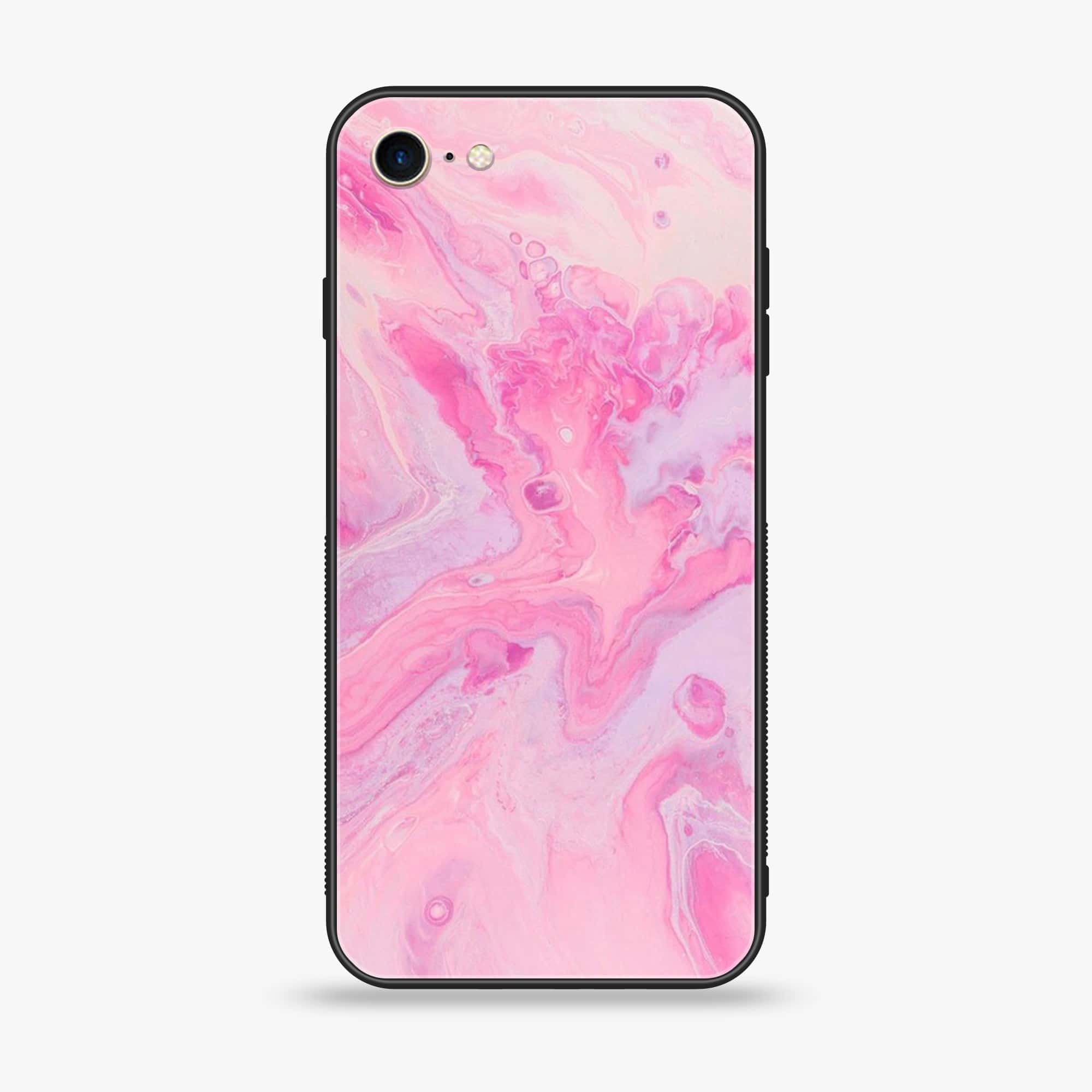 iPhone 7 / 8 - Pink Marble Series - Premium Printed Glass soft Bumper shock Proof Case