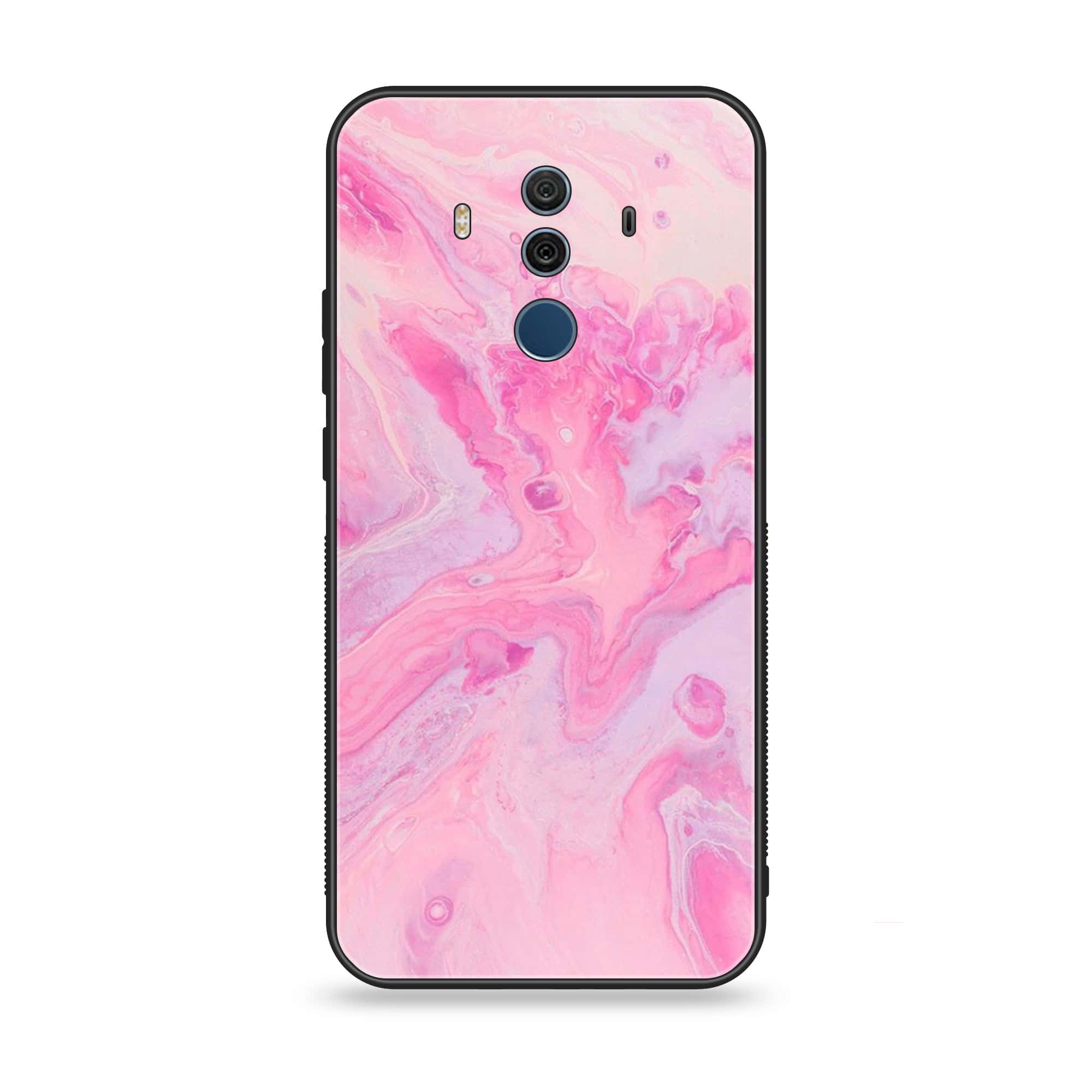 Huawei Mate 10 Pro - Pink Marble Series - Premium Printed Glass soft Bumper shock Proof Case