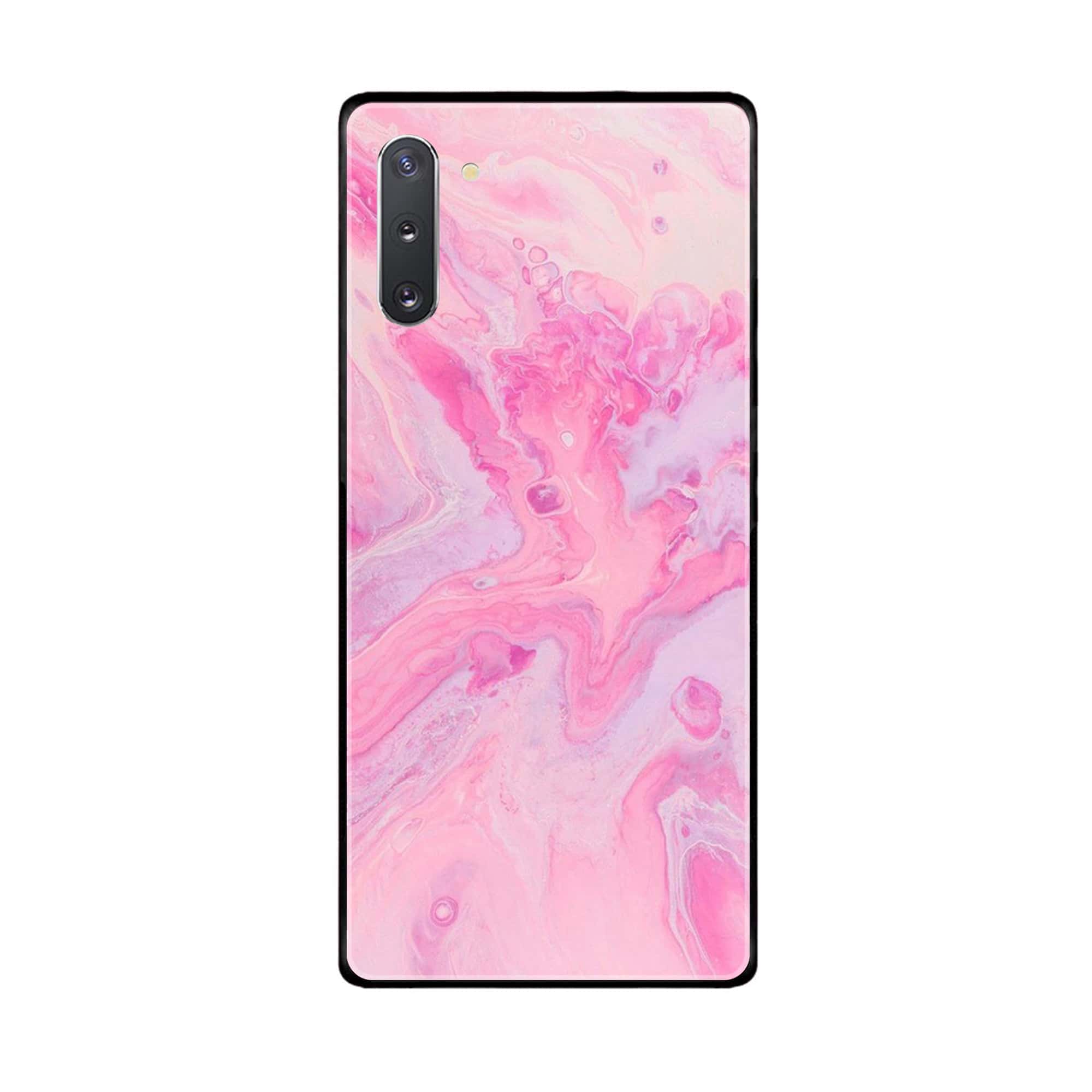 Samsung Galaxy Note 10  Pink Marble Series Premium Printed Glass soft Bumper shock Proof Case