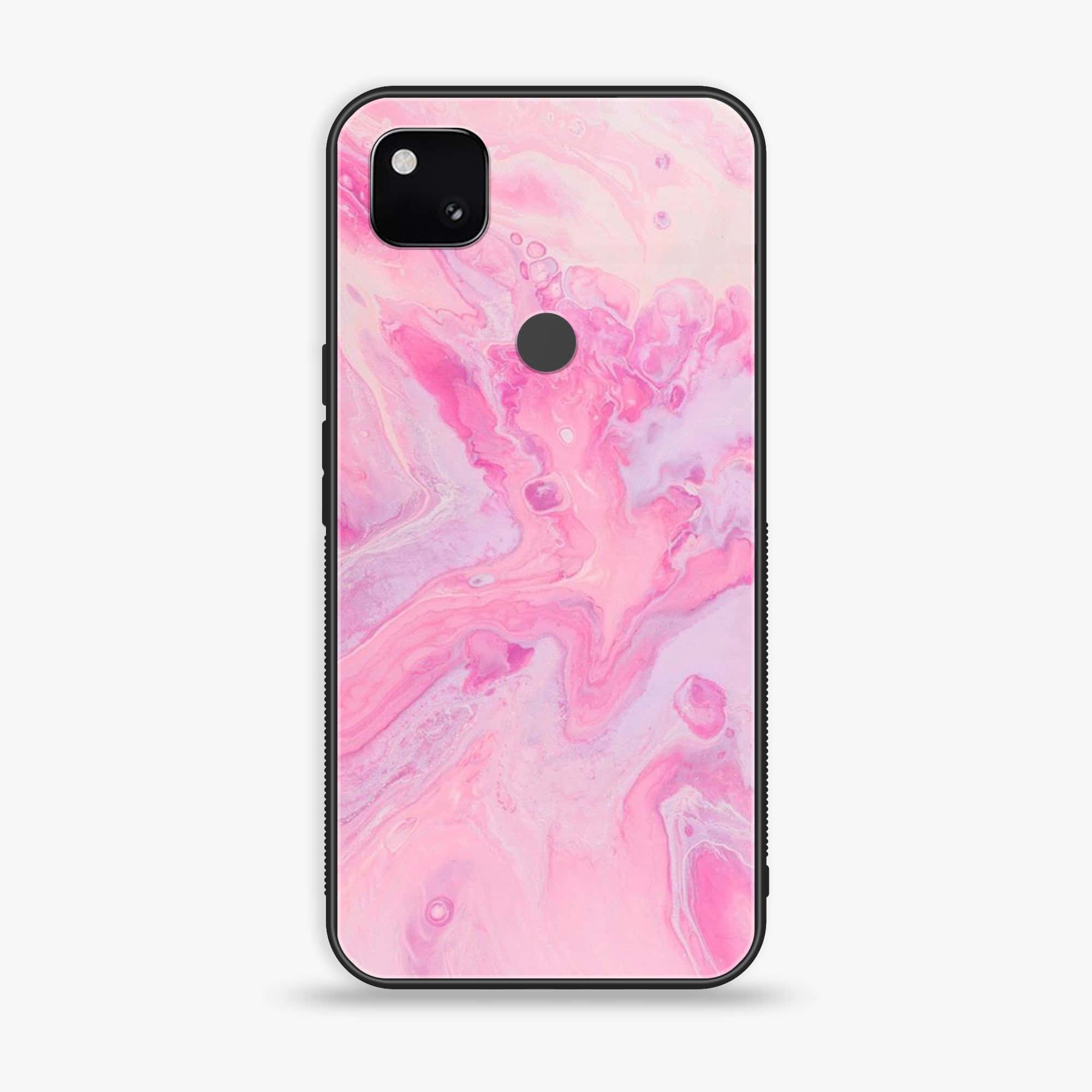 Google Pixel 4A 4G - Pink Marble Series - Premium Metal Printed soft Bumper Shock Proof Case