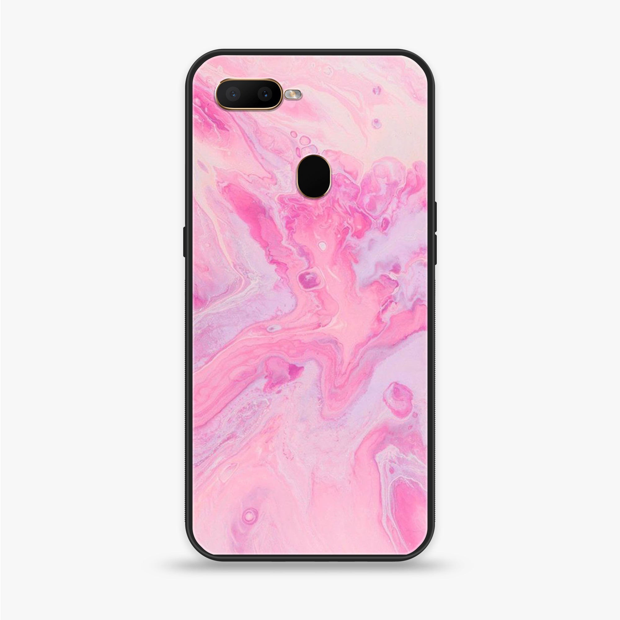 Oppo A12  - Pink Marble Series - Premium Printed soft Bumper shock Proof Case