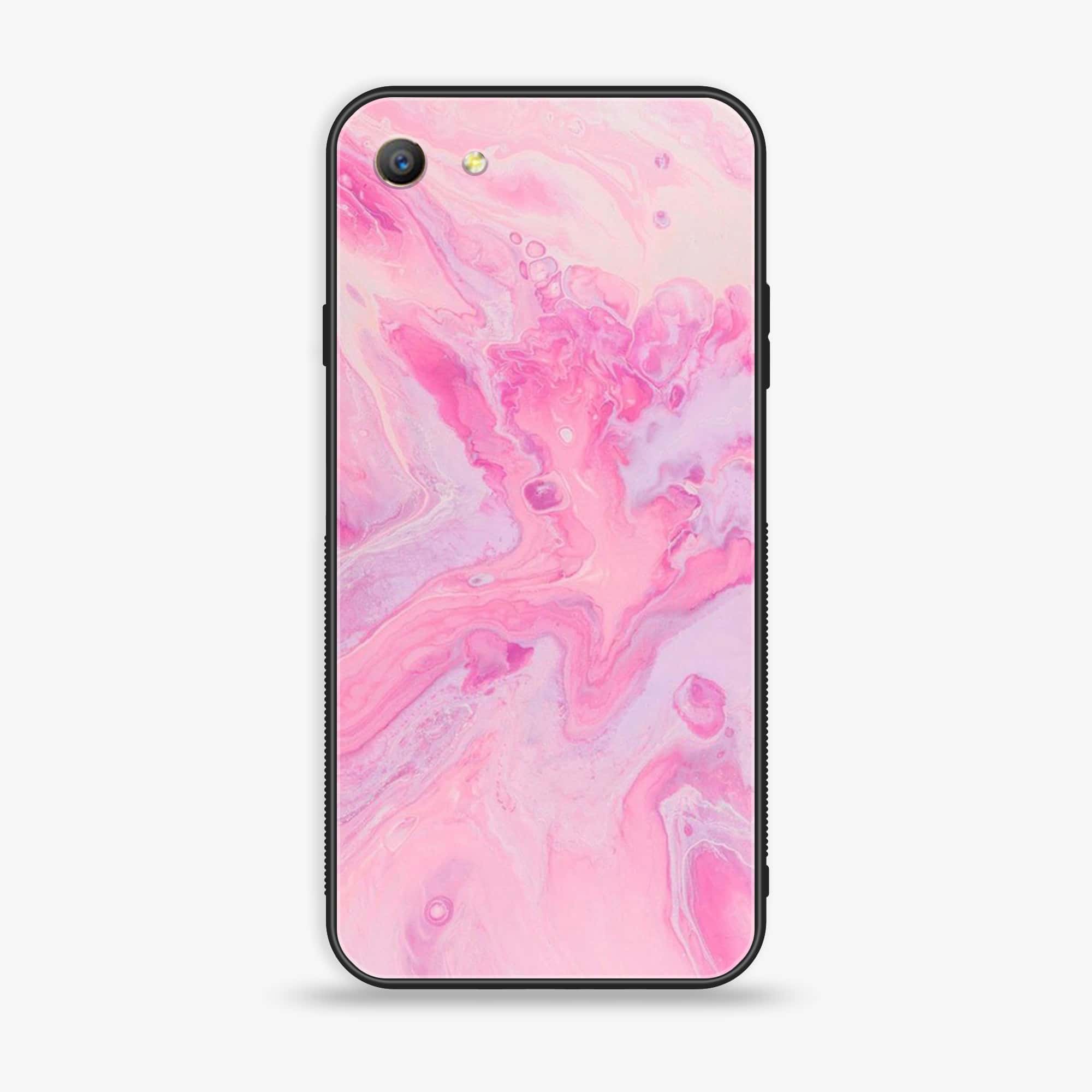 Oppo A57 Pink Marble series Premium Printed Glass soft Bumper shock Proof Case