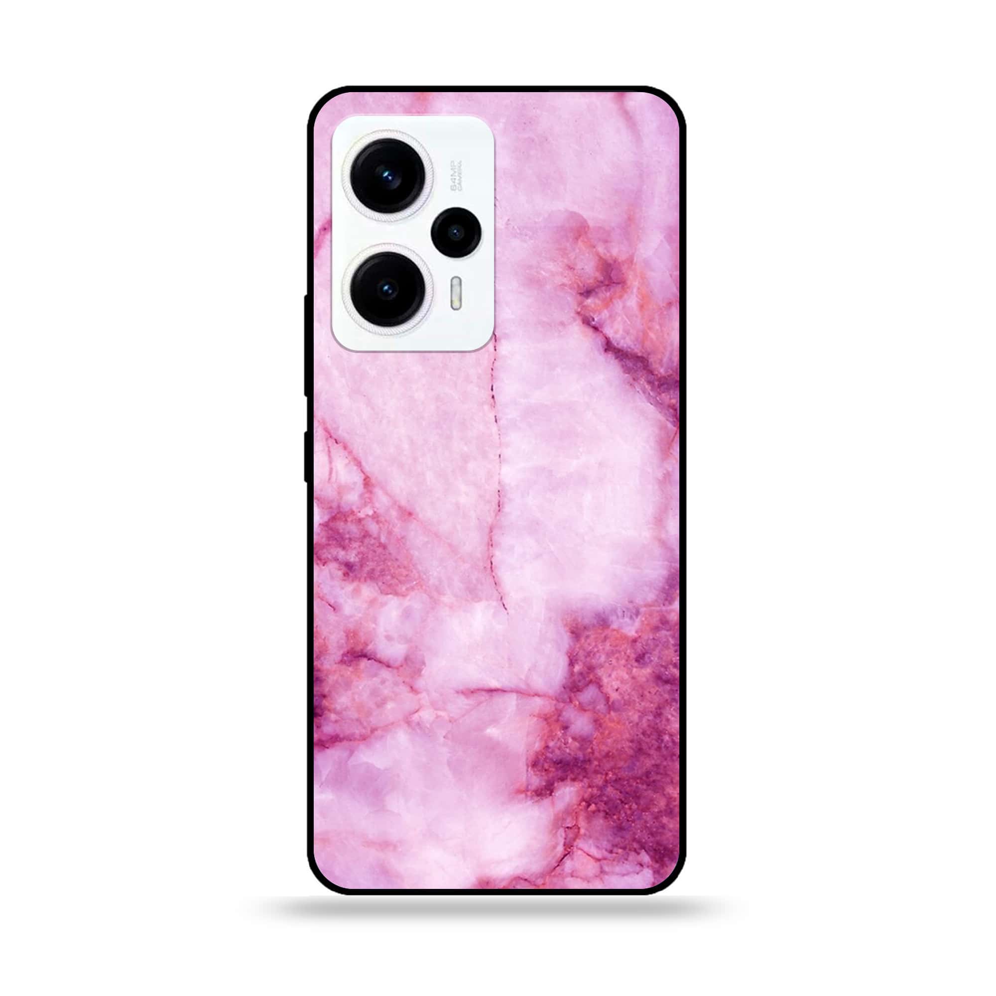 Xiaomi Poco F5 - Pink Marble Series - Premium Printed Glass soft Bumper shock Proof Case