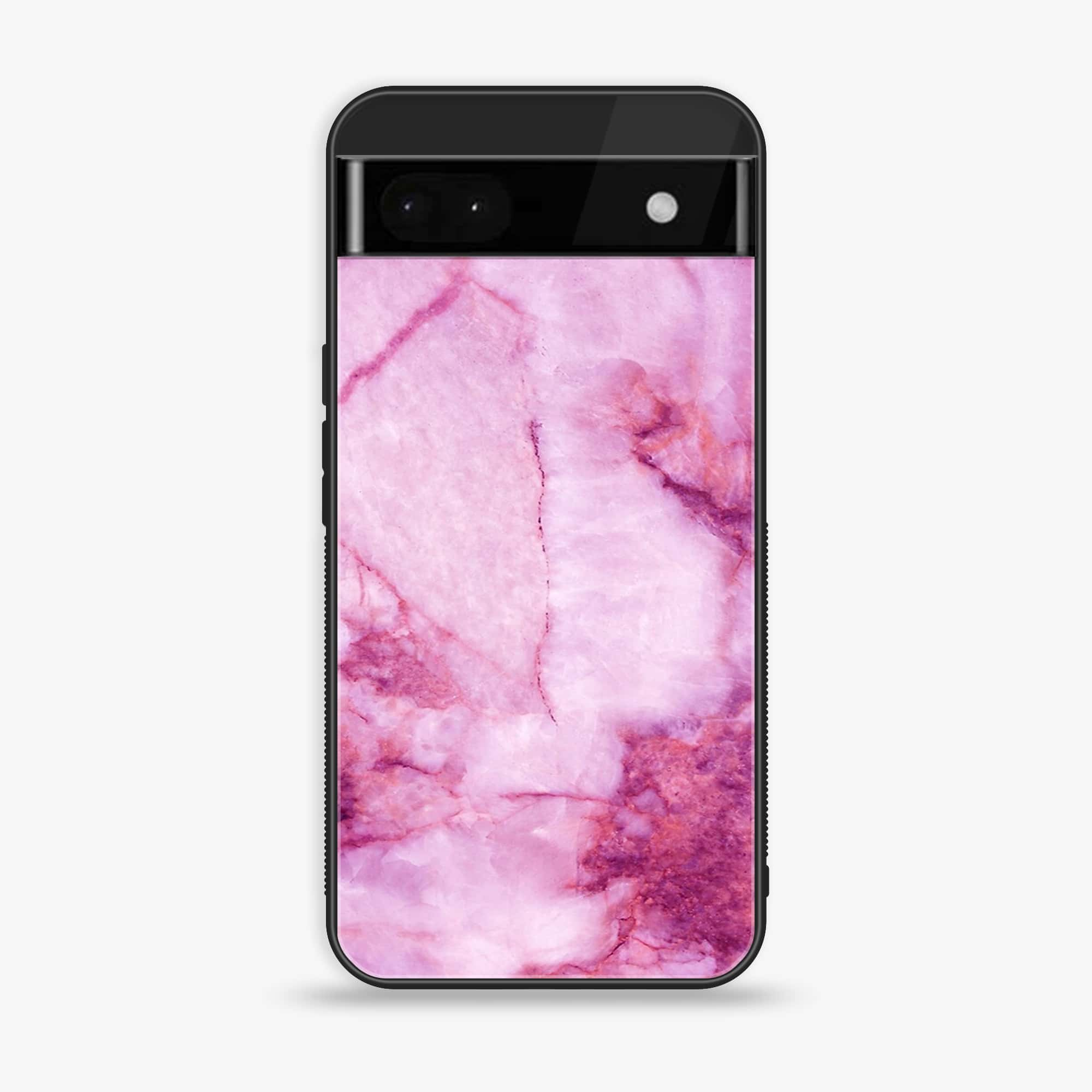 Google Pixel 6A - Pink Marble Series - Premium Printed Glass soft Bumper shock Proof Case