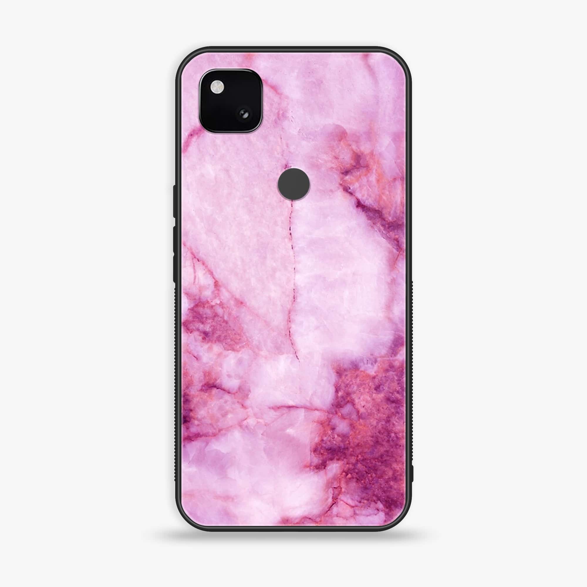 Google Pixel 4A 4G - Pink Marble Series - Premium Metal Printed soft Bumper Shock Proof Case