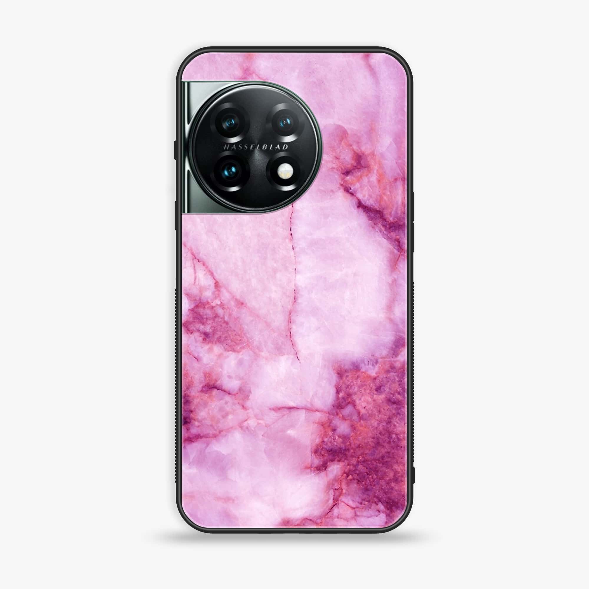 OnePlus 11R - Pink Marble Series- Premium Printed Glass soft Bumper shock Proof Case