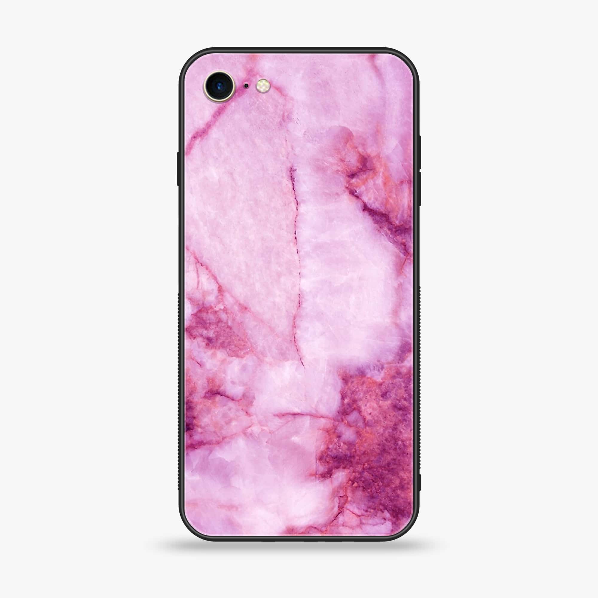 iPhone 8- Pink Marble Series - Premium Printed Glass soft Bumper shock Proof Case